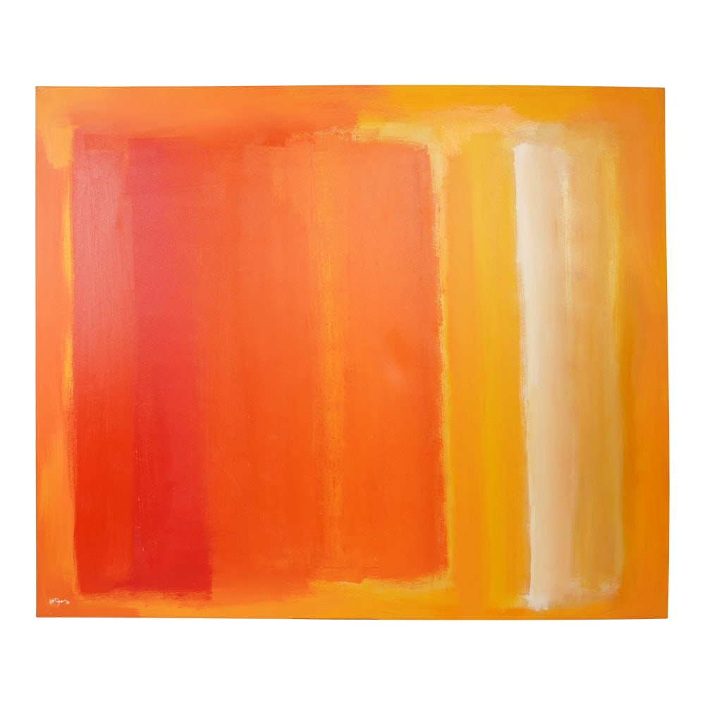Untitled Translucent Orange, Red and Yellow Oil on Canvas: Untitled Orange, Red and Yellow Original Oil on Canvas. MCM in the style of Mark Rothko. Provenance: Boca Raton, FL Estate. House of Craven Auction Gallery: Please consider downloading our free mobile