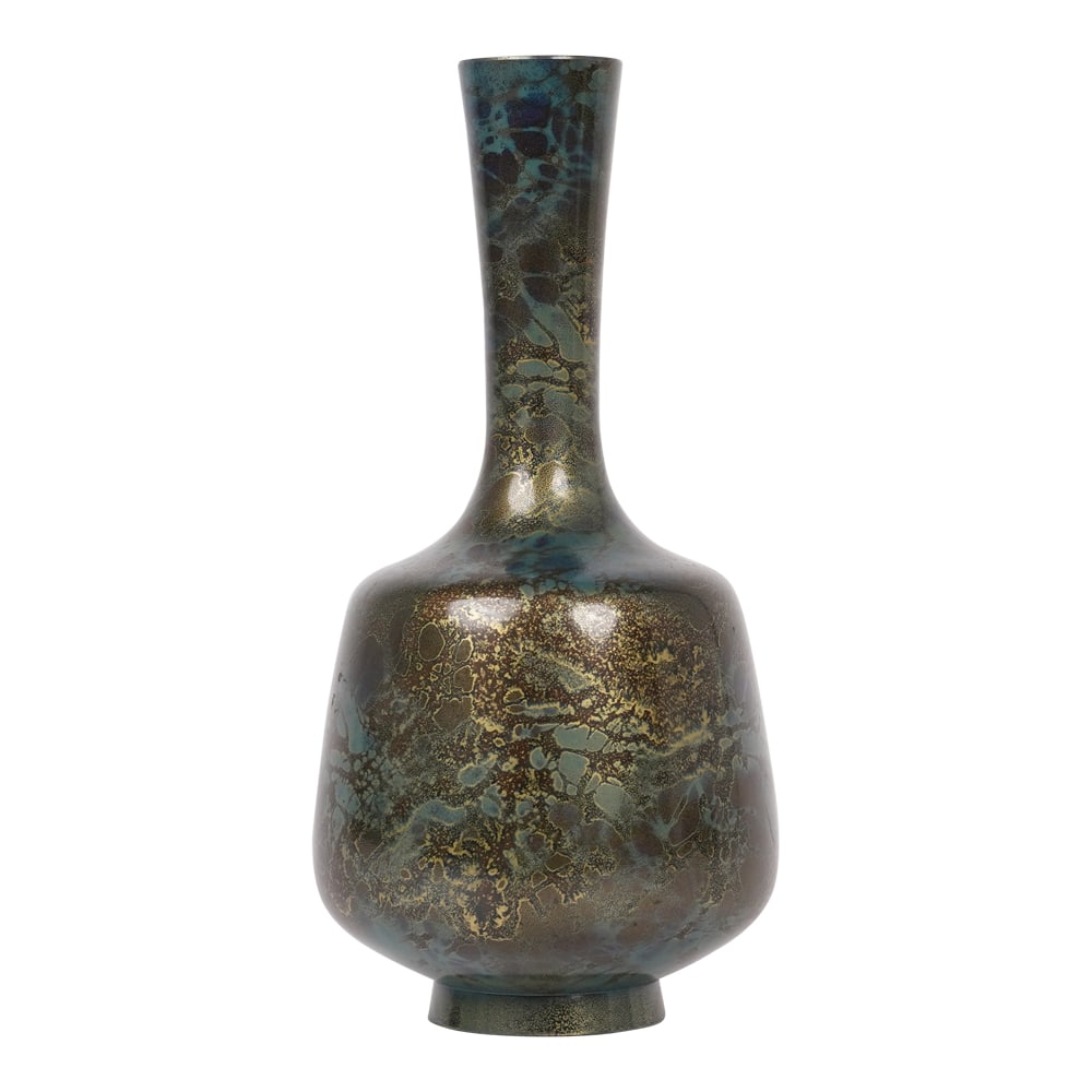 Japanese Vase Patinated Bronze Gilded and Blue Tones: Japanese Vase Patinated Bronze Gilded and Blue Tones. Provenance: Naples, FL Estate. House of Craven Auction Gallery: Please consider downloading our free mobile app available on iOS and Android: Hous