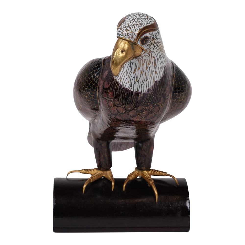 Chinese Antique Cloisonné Bald Eagle Statue (1 of 6)