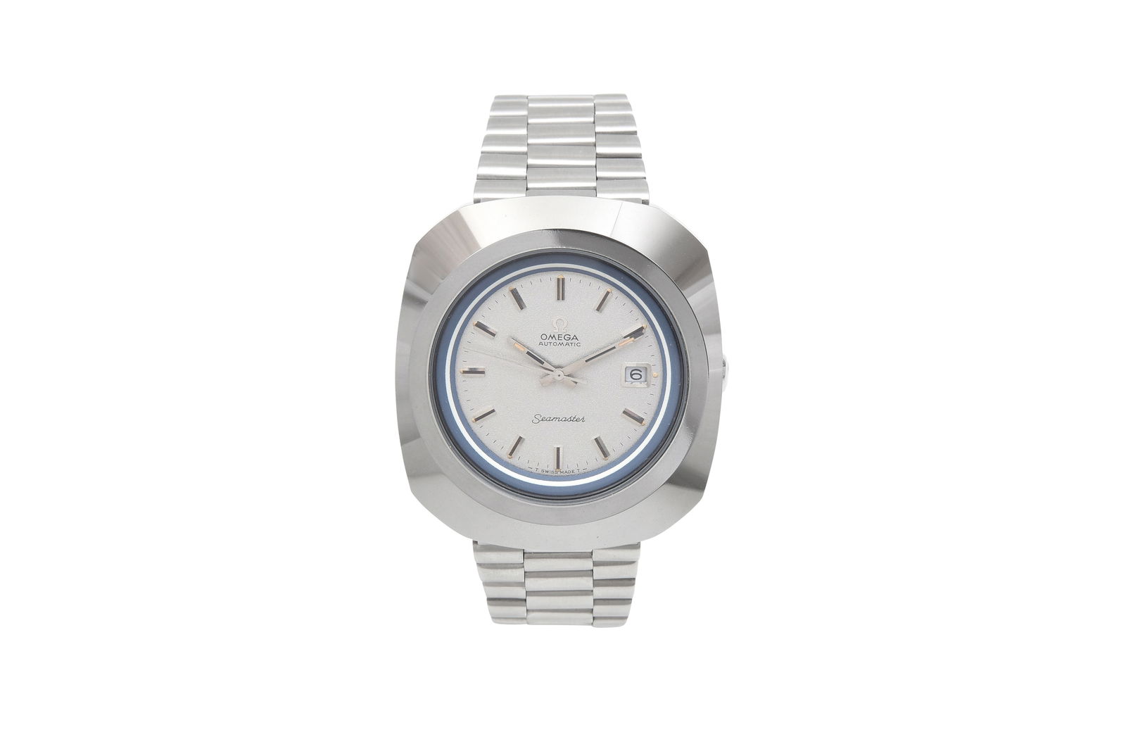 A MEN'S VINTAGE OMEGA STAINLESS STEEL BRACELET WATCH WITH A "T SWISS MADE T" DIAL. SEAMASTER "BABY (1 of 8)