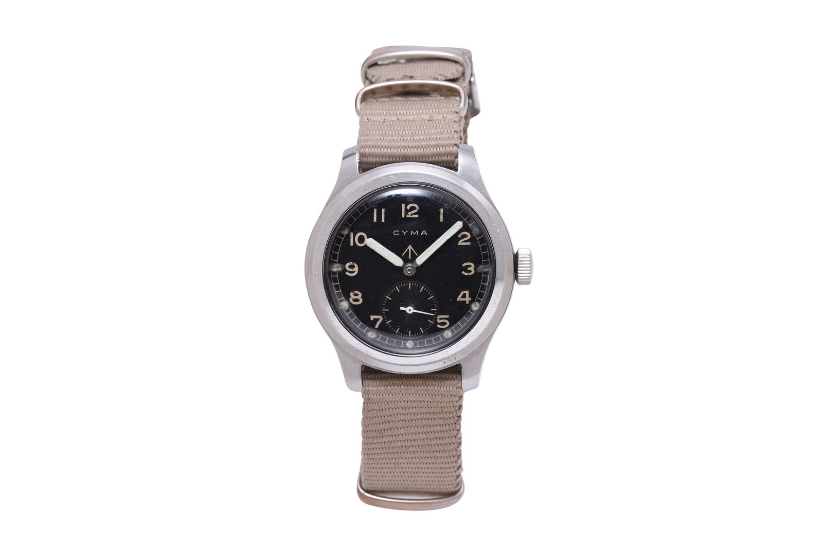 A RARE MEN'S CYMA STAINLESS STEEL MANUAL WRISTWATCH. MILITARY DIRTY DOZEN. (1 of 6)
