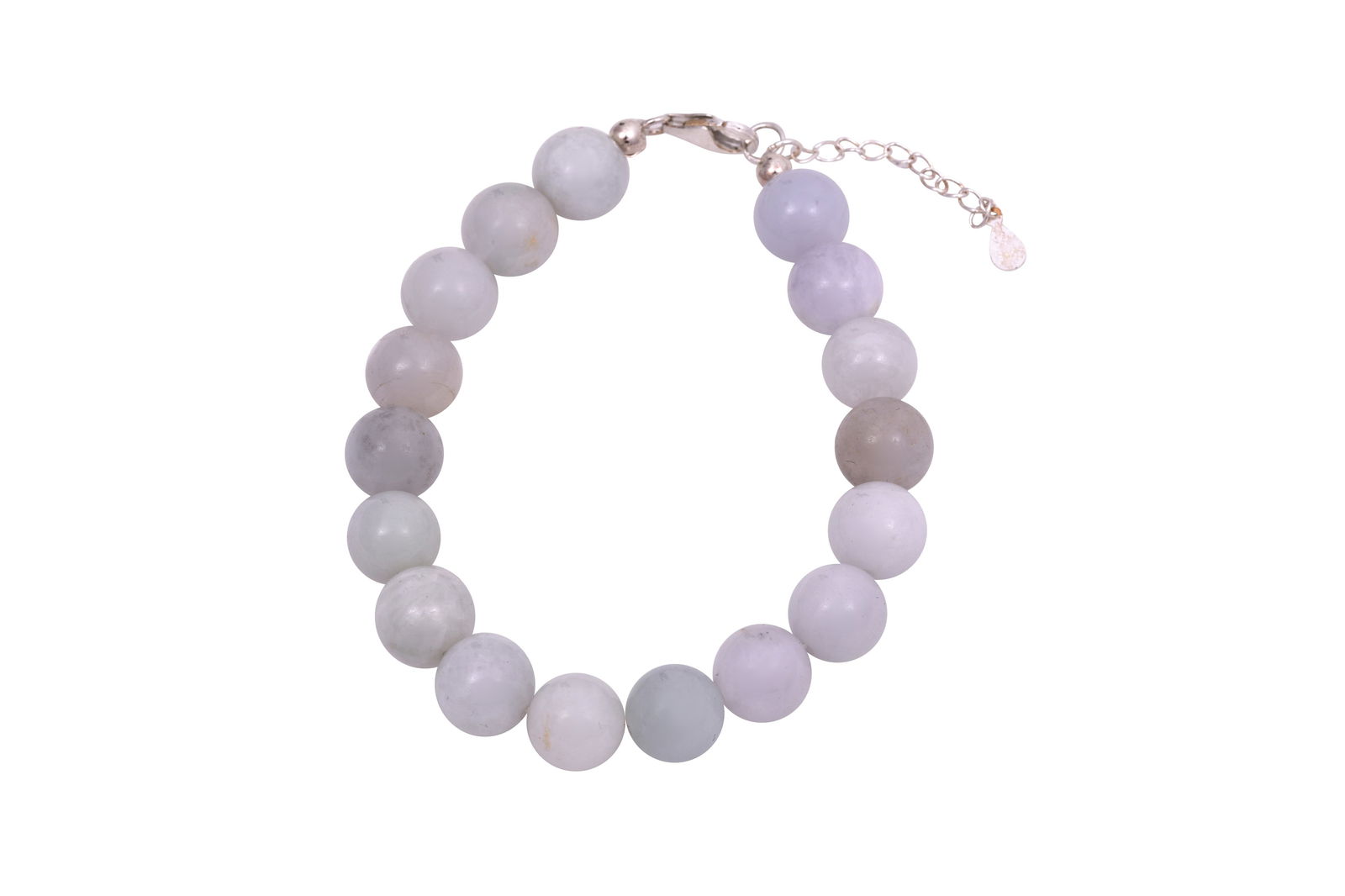 A DOVE BLUE JADEITE SILVER BRACELET The clasp and chain stamped 925 (1 of 4)