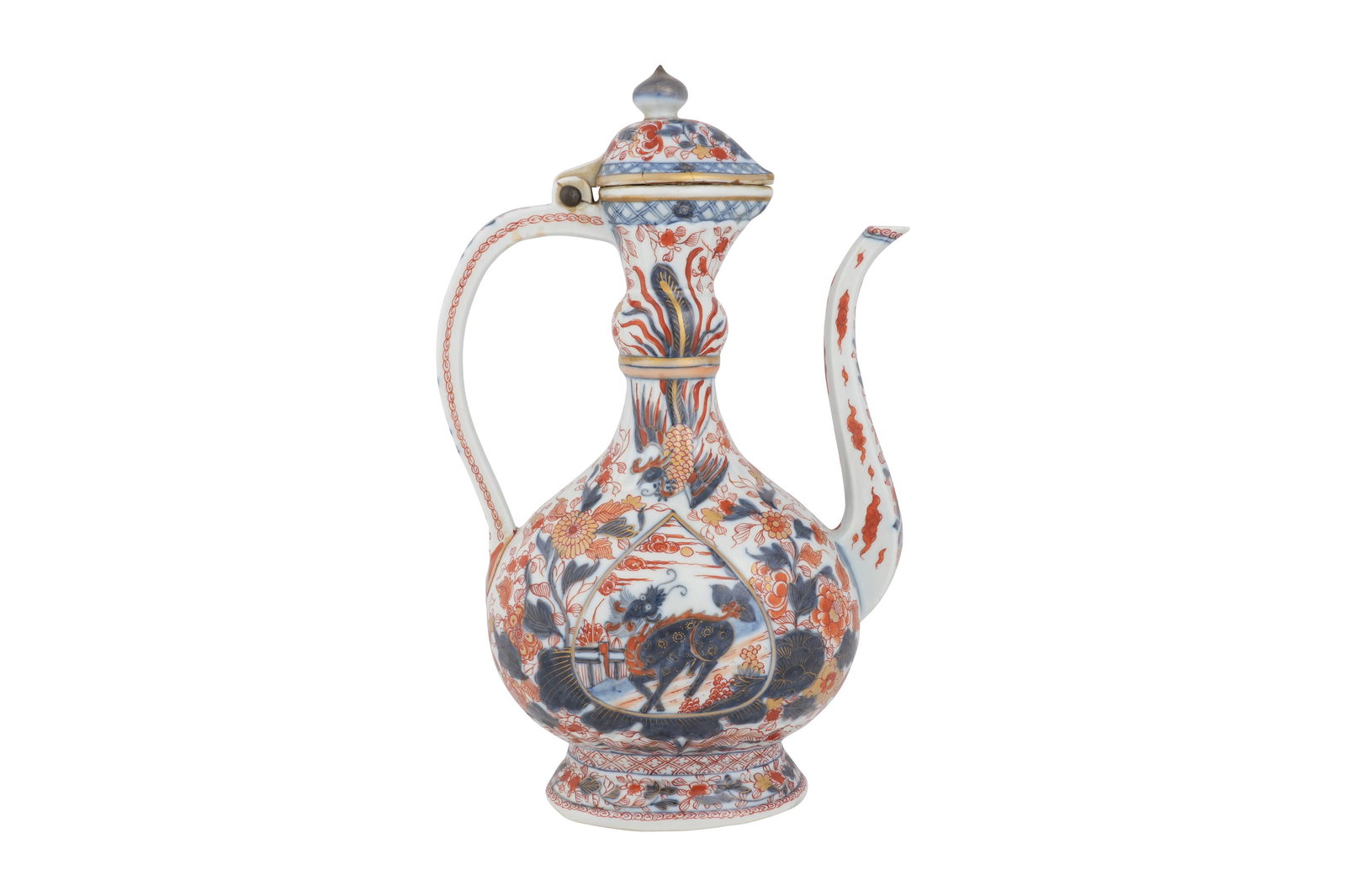 AN ENAMELLED AND GILT JAPANESE-REVIVAL IMARI-STYLE POTTERY EWER Possibly Samson, France, late 19th (1 of 6)