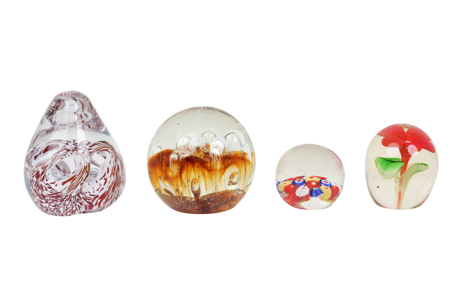 A SET OF FOUR GLASS PAPERWEIGHTS 20th century (1 of 3)
