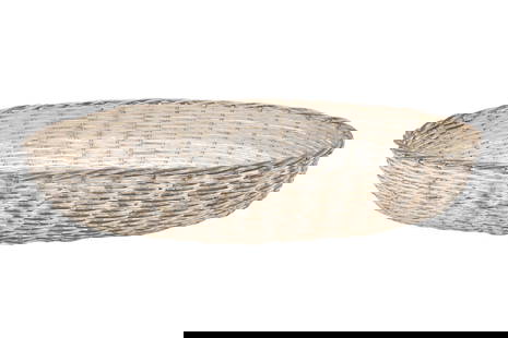 A FRENCH SILVER-PLATED OVAL WOVEN BASKET France, 20th century: A FRENCH SILVER-PLATED OVAL WOVEN BASKET France, 20th century Of oval form, tightly and intricately woven throughout, no evident maker's mark, possibly attributed to the French silversmith