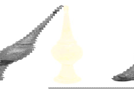 AN OTTOMAN SILVER ROSEWATER SPRINKLER Possibly Turkey, 19th century: AN OTTOMAN SILVER ROSEWATER SPRINKLER Ottoman Turkey, 19th century Of typical pyriform shape, the globular body engraved with floral sprays between bands of petals and lappets, leading into a