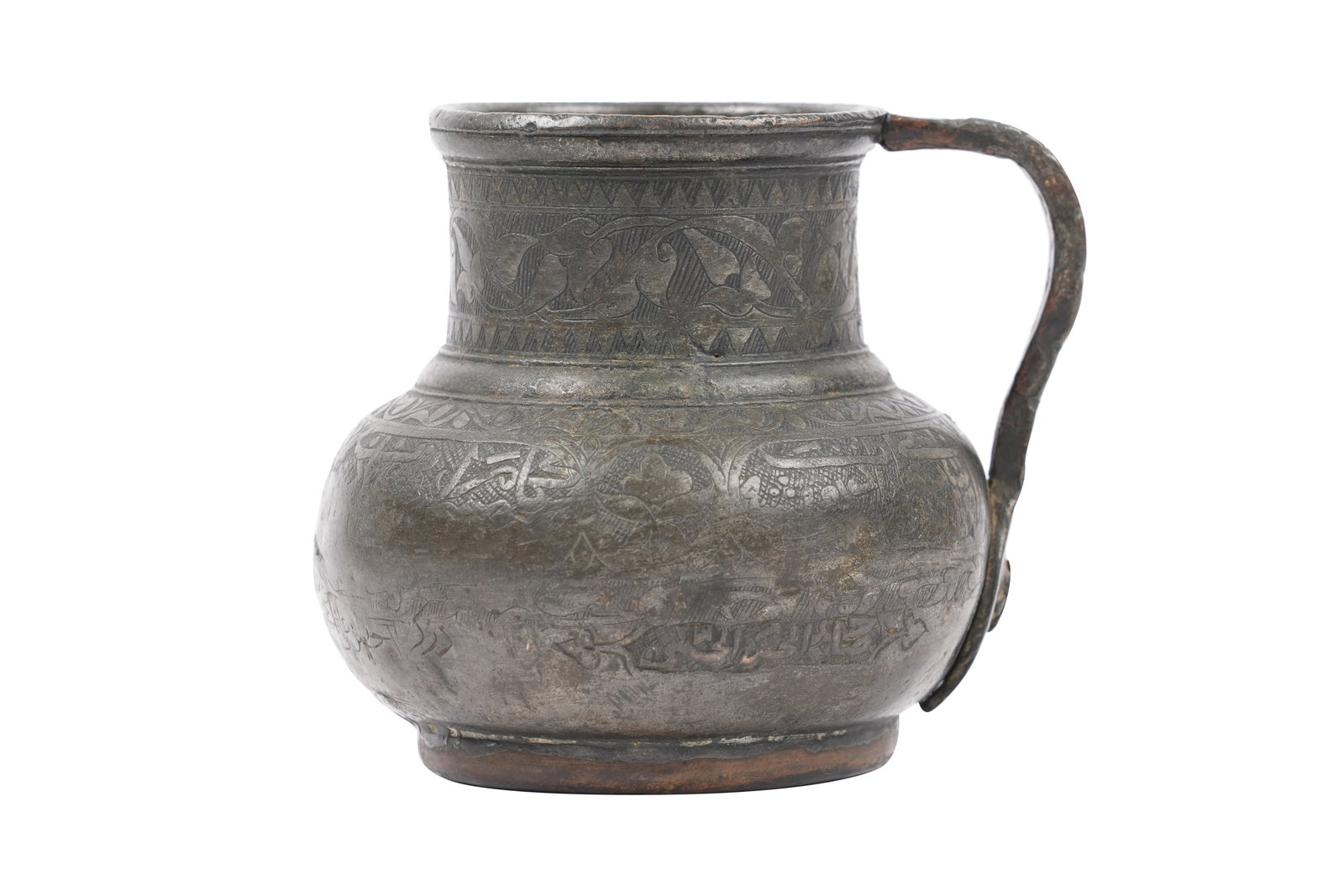 A TIMURID ENGRAVED TINNED COPPER JUG (MASHRABE) Iran or present-day Afghanistan, 15th - early 16th (1 of 9)