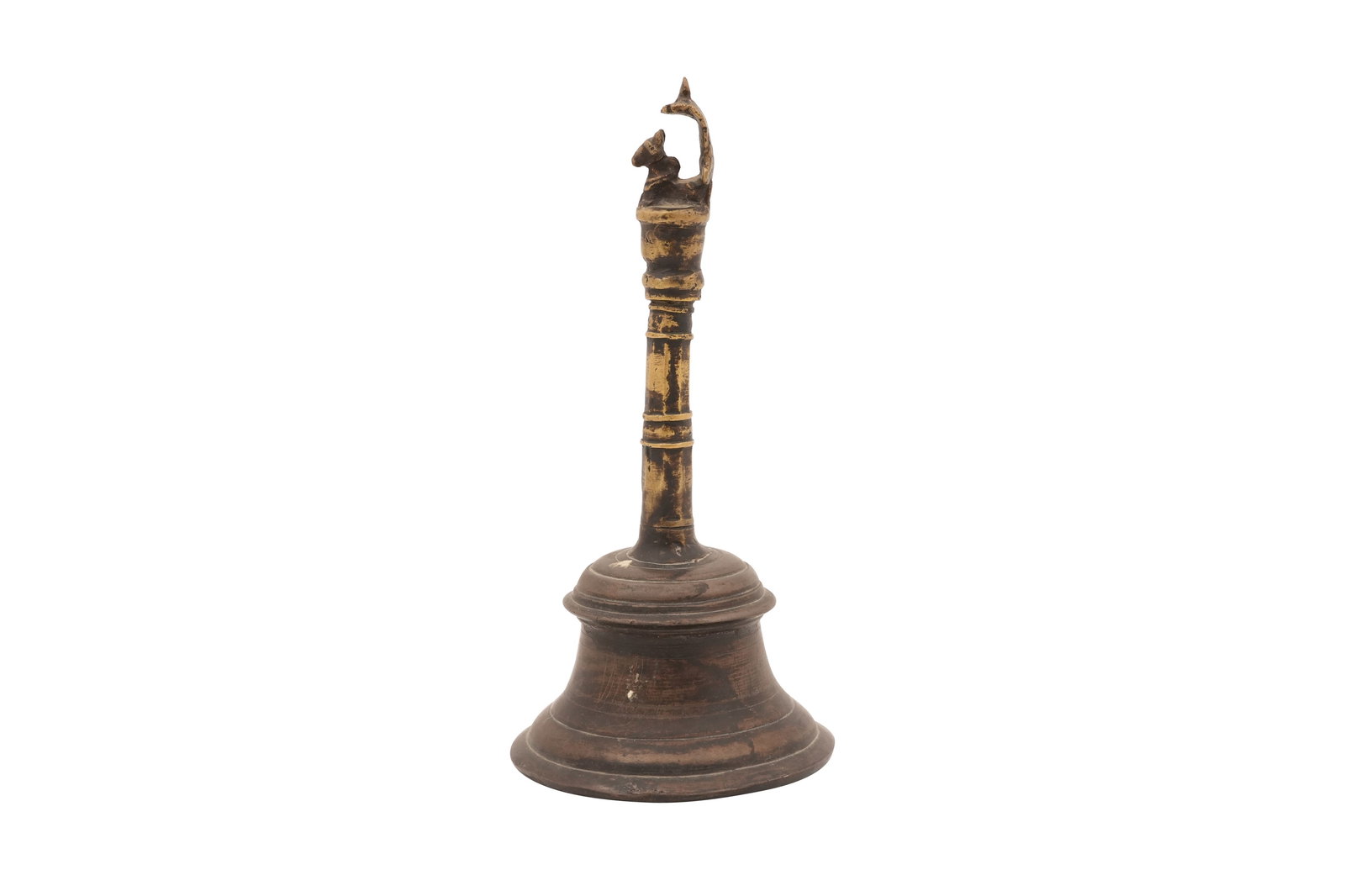 AN INDIAN LARGE BRONZE RITUAL BELL (GHANTI) WITH NANDI India, 18th century (1 of 8)