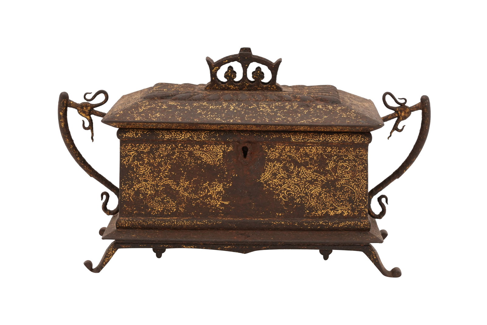 AN INDIAN KOFTAGARI IRON LIDDED CASKET India, late 19th century (1 of 10)