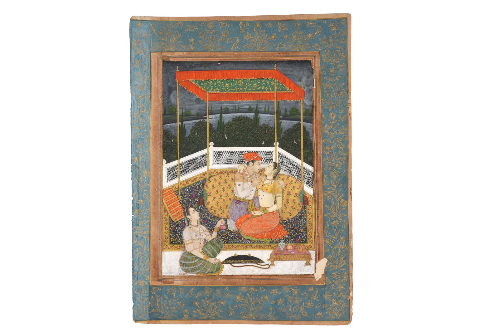 AN INDIAN MINIATURE DEPICTING A MUGHAL PRINCE WITH HIS CONSORT Oudh, India, late 18th century (1 of 4)