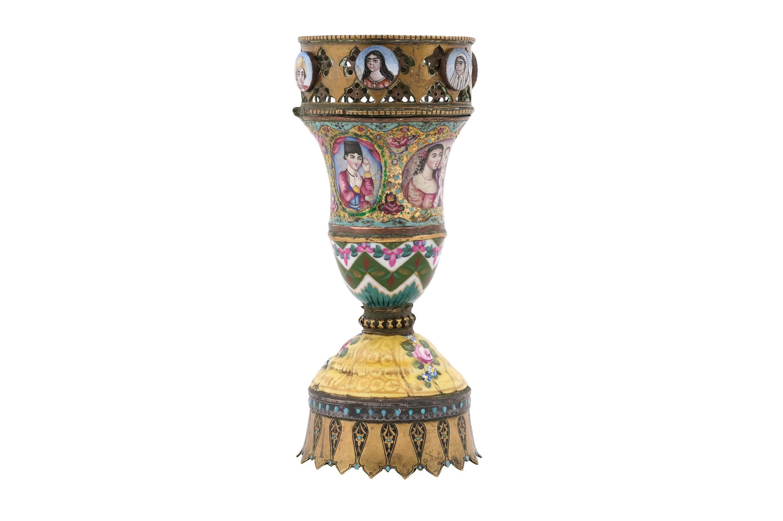 A QAJAR AND OTTOMAN ENAMELED WATER PIPE (QALIAN) FITTING Iran, Turkey and Europe, 19th century (1 of 9)