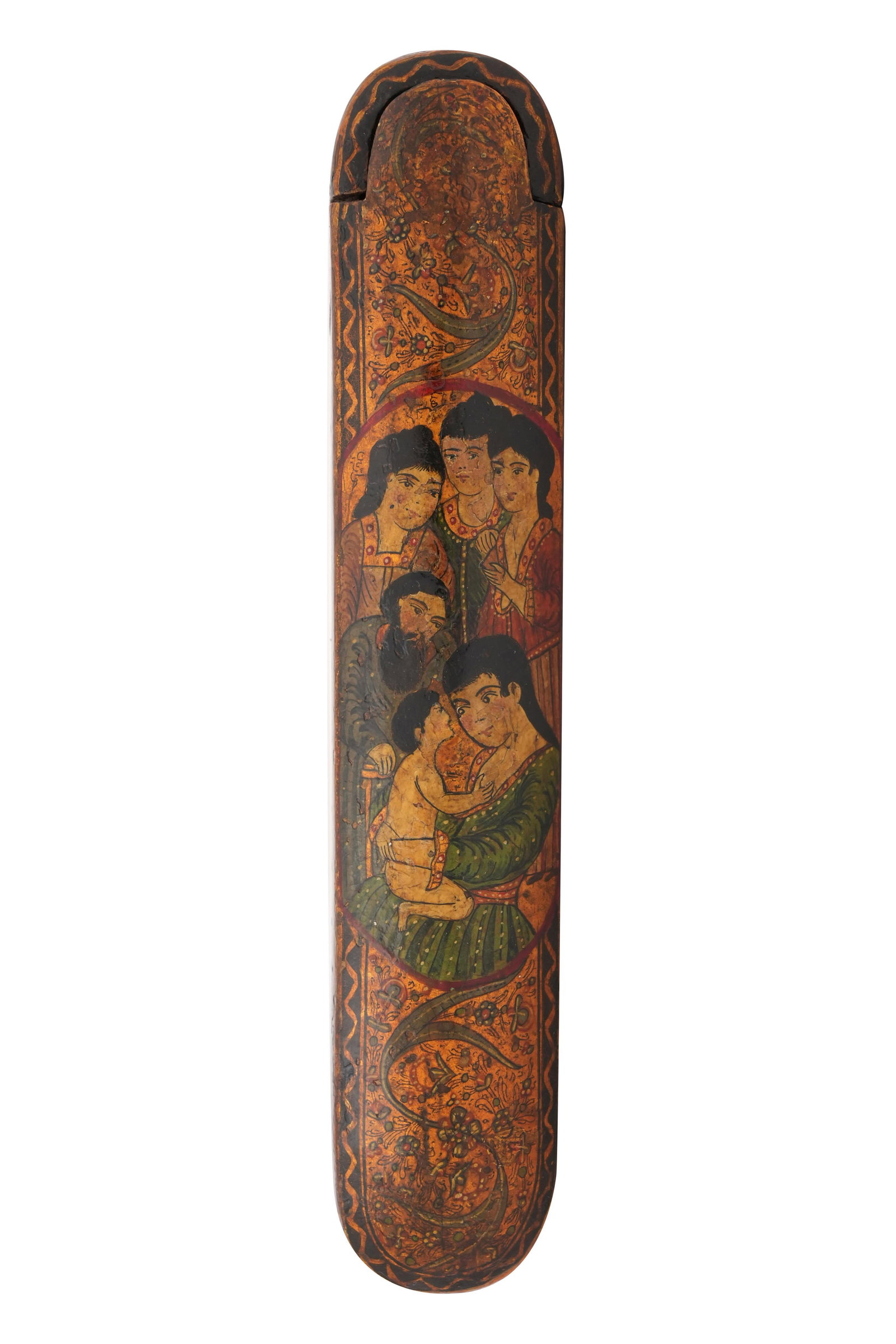 A QAJAR LACQUER PAPIER-MÂCHÉ PEN CASE (QALAMDAN) Qajar Iran, 19th century (1 of 4)