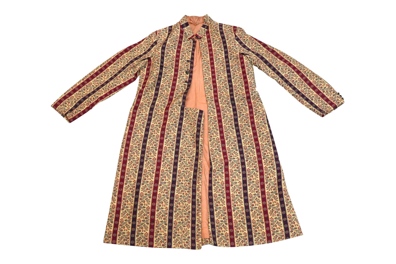 A KASHMIRI STRIPED (KHAT-RAST) FLORAL COAT Indian subcontinent, Kashmir, 20th century (1 of 10)