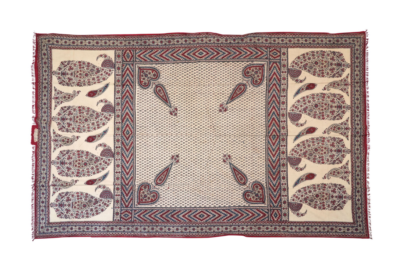 A LARGE SIGNED AND DATED BLOCK PRINTED QALAMKARI BATH TOWEL Iran, possibly Isfahan, dated 1215 AH (1 of 6)