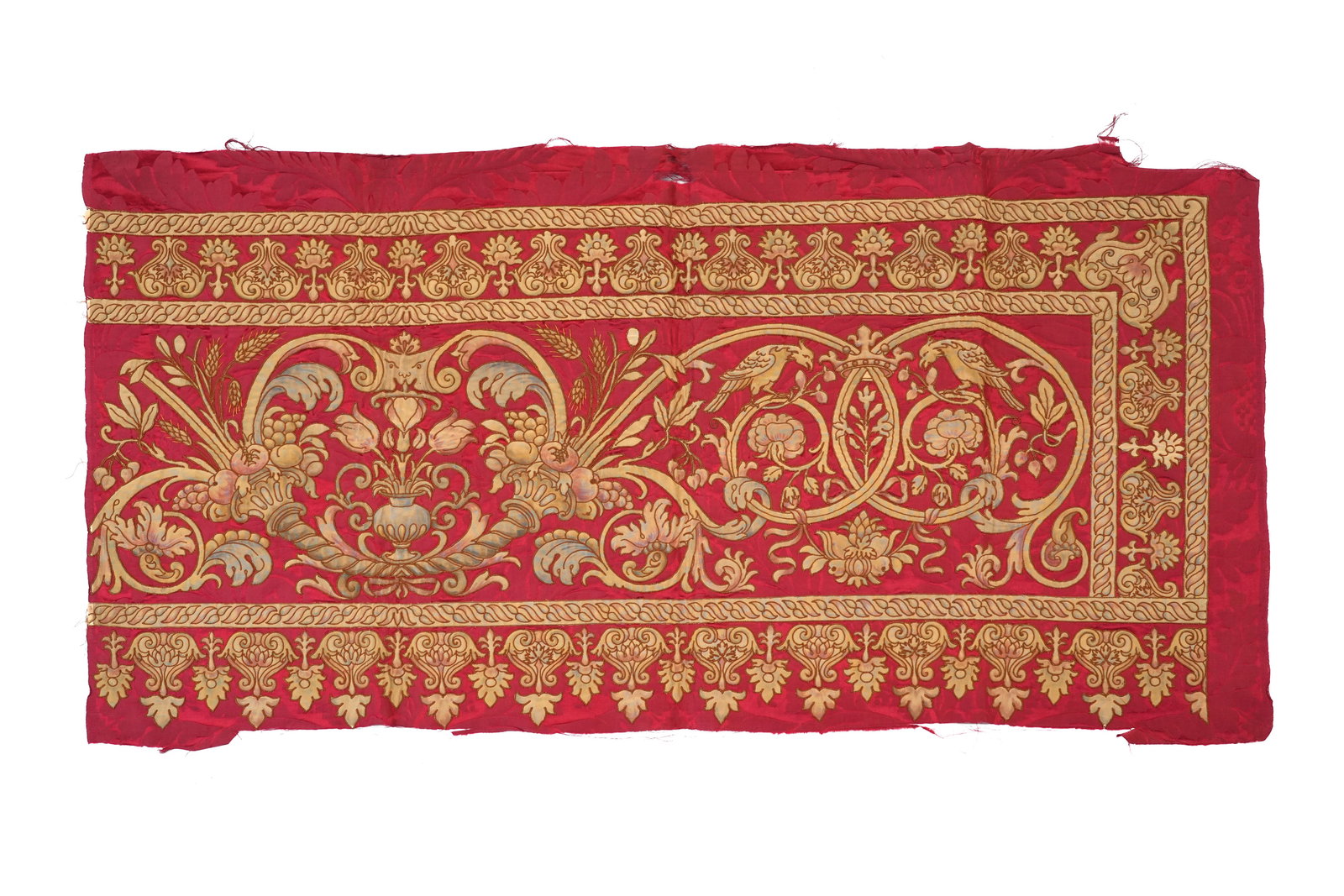 A RED-WIRE EUROPEAN APPLIQUÉ THREAD TEXTILE FOR THE ORIENTAL MARKET Italy or France, 19th century (1 of 5)