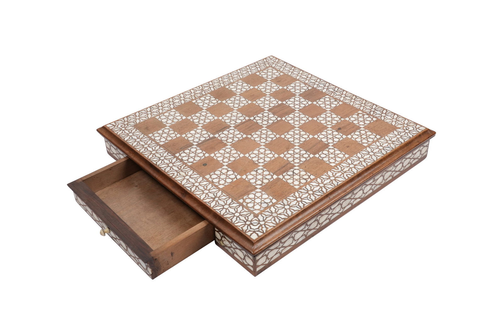 AN OTTOMAN SYRIAN MOTHER-OF-PEARL INLAID WOODEN CHESS BOARD Ottoman Syria, 19th century (1 of 9)