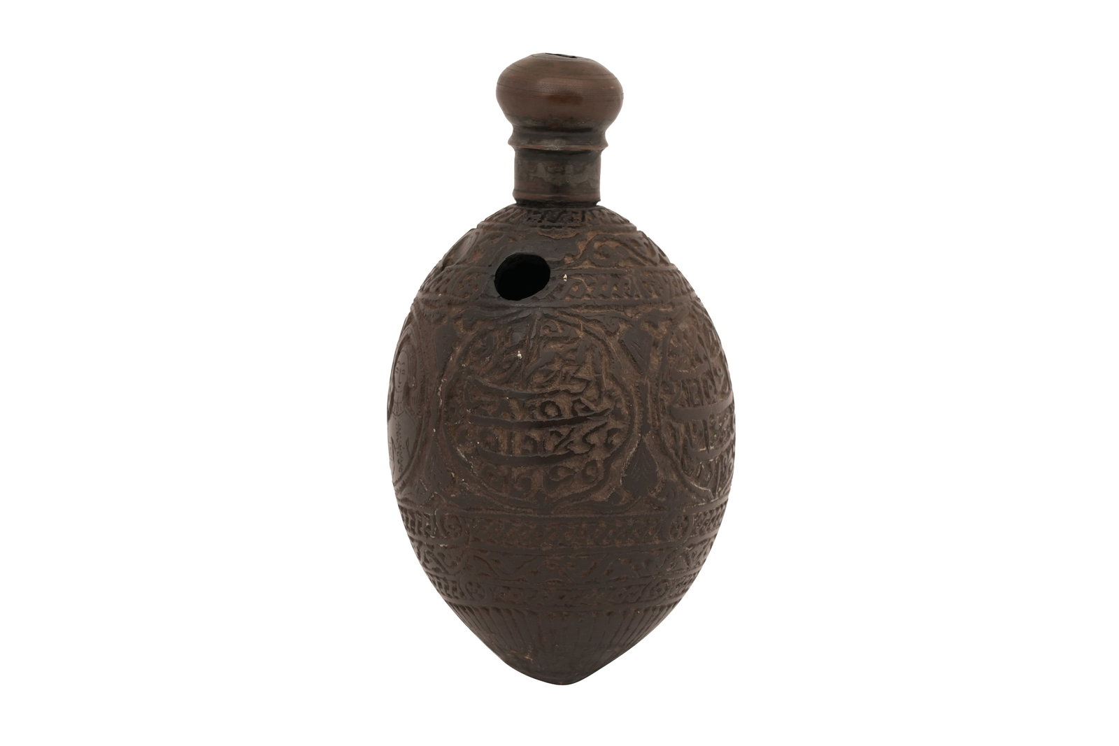 A PERSIAN CARVED COCONUT HOOKAH BASE Iran, early 20th century (1 of 7)