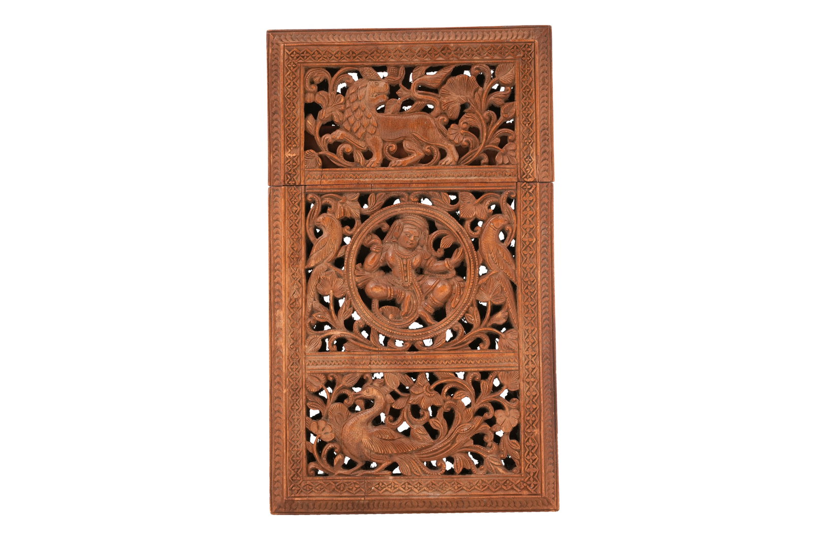 AN INDIAN CARVED AND PIERCED SANDALWOOD CARD CASE Mysore, Karnataka, Southern India, second half (1 of 5)