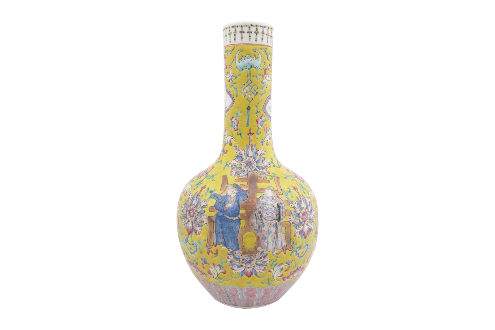 A CHINESE FAMILLE ROSE 'LONGEVITY' BOTTLE VASE Late 19th century (1 of 6)