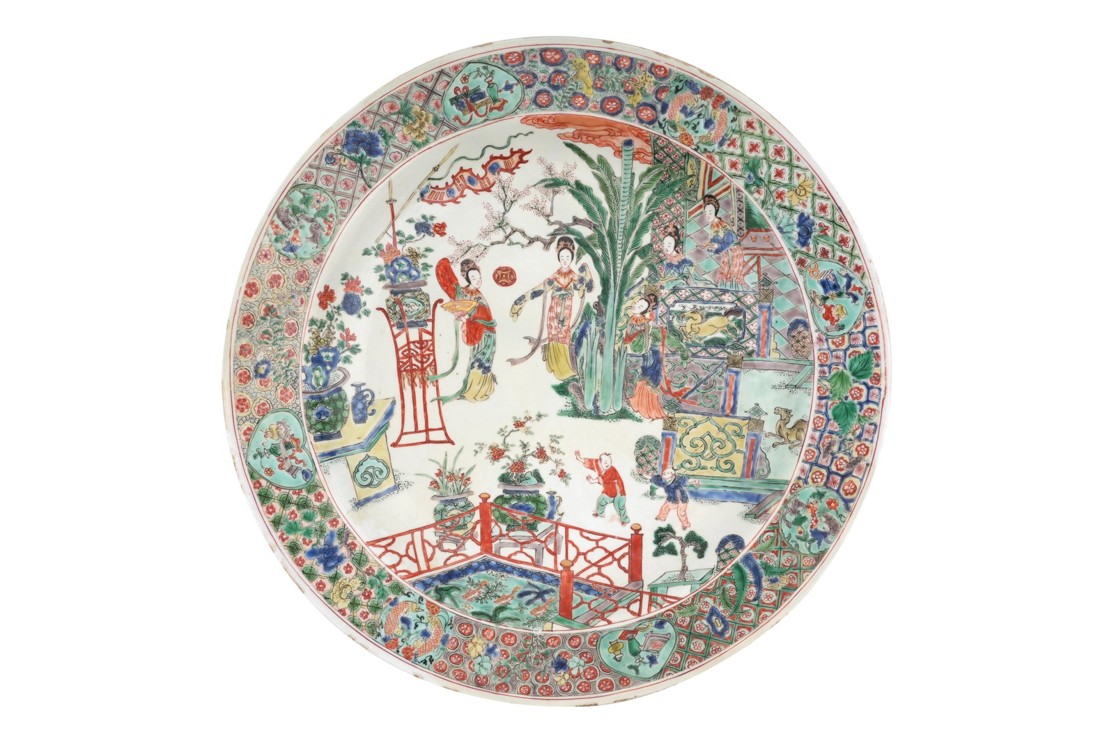 A CHINESE FAMILLE VERTE CHARGER Kangxi period (1 of 4)