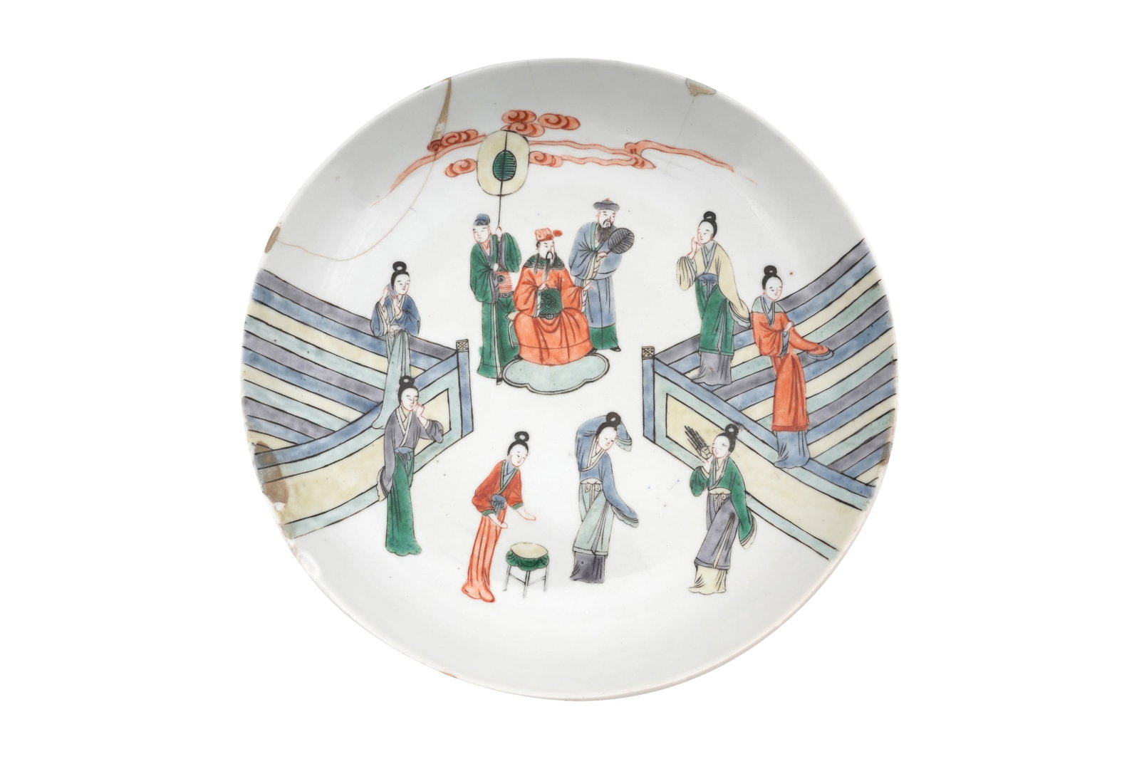 A CHINESE FAMILLE VERTE FIGURAL DISH Kangxi period (1 of 5)