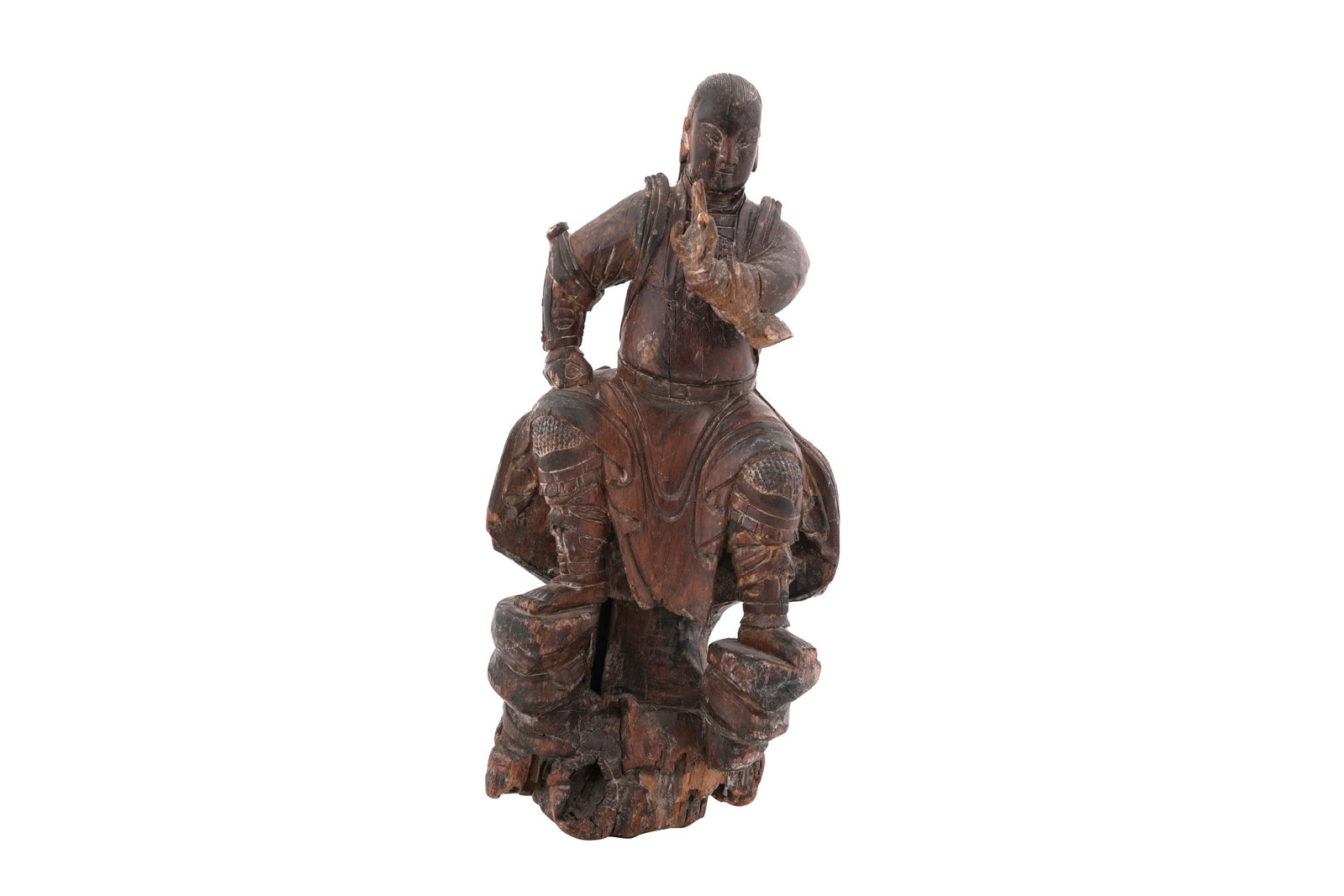 A CHINESE WOOD FIGURE OF ZHENWU Probably Ming dynasty (1 of 5)