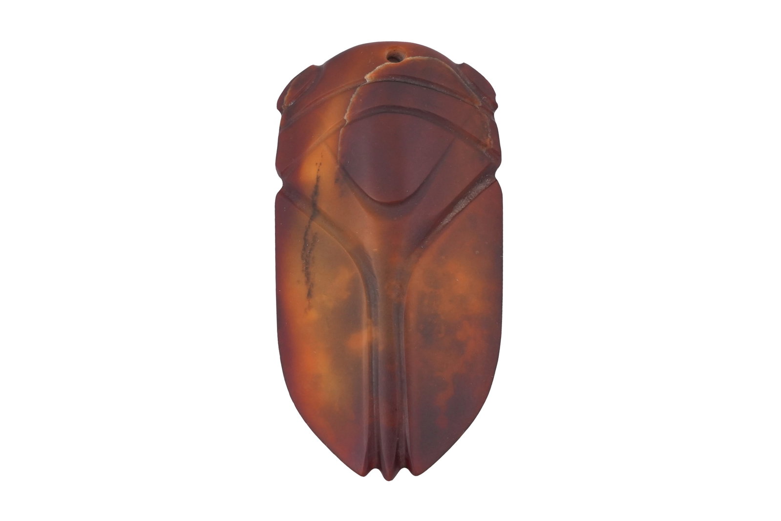 A SMALL CHINESE RED JADE ARCHAISTIC CARVING OF A CICADA 20th century (1 of 3)