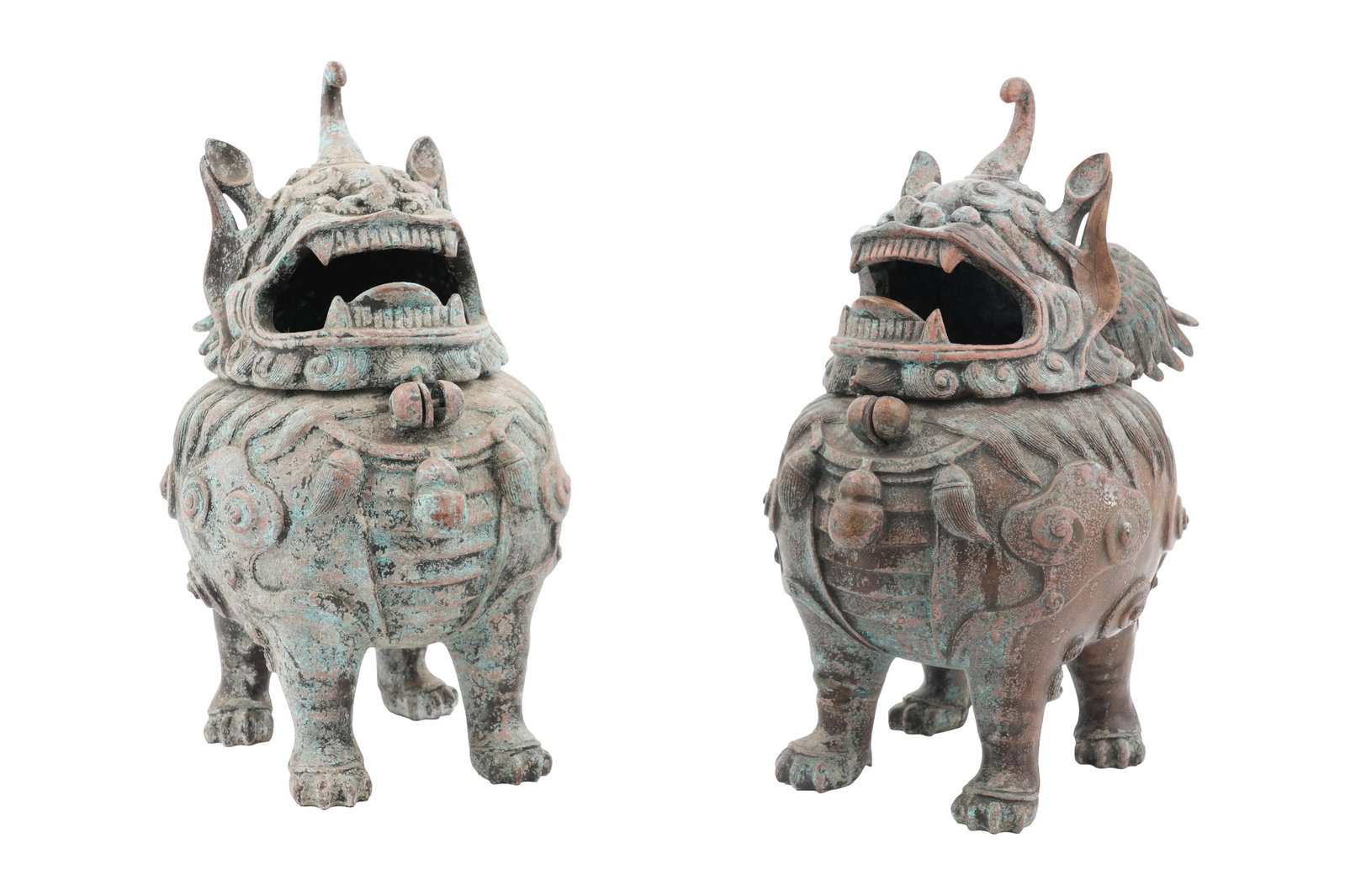 A PAIR OF CHINESE COPPER 'LUDUAN' INCENSE BURNERS Possibly early 20th century (1 of 9)
