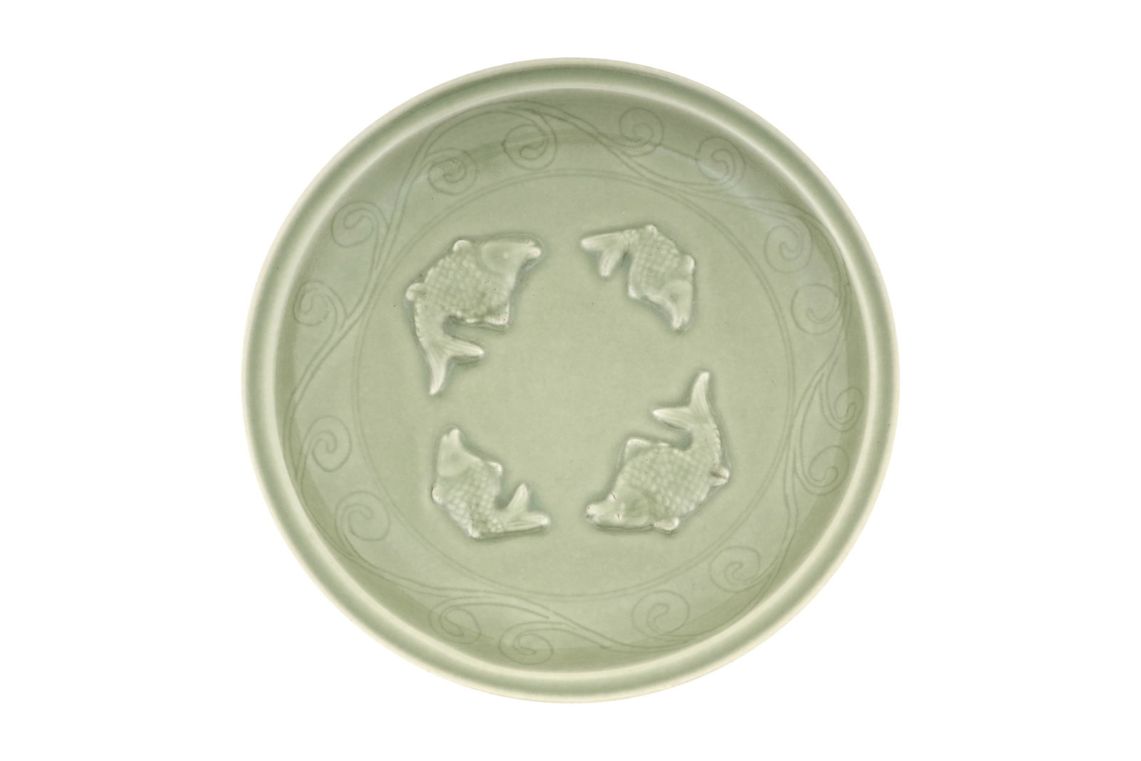 A CHINESE LONGQUAN CELADON 'CARP' DISH 20th century (1 of 3)