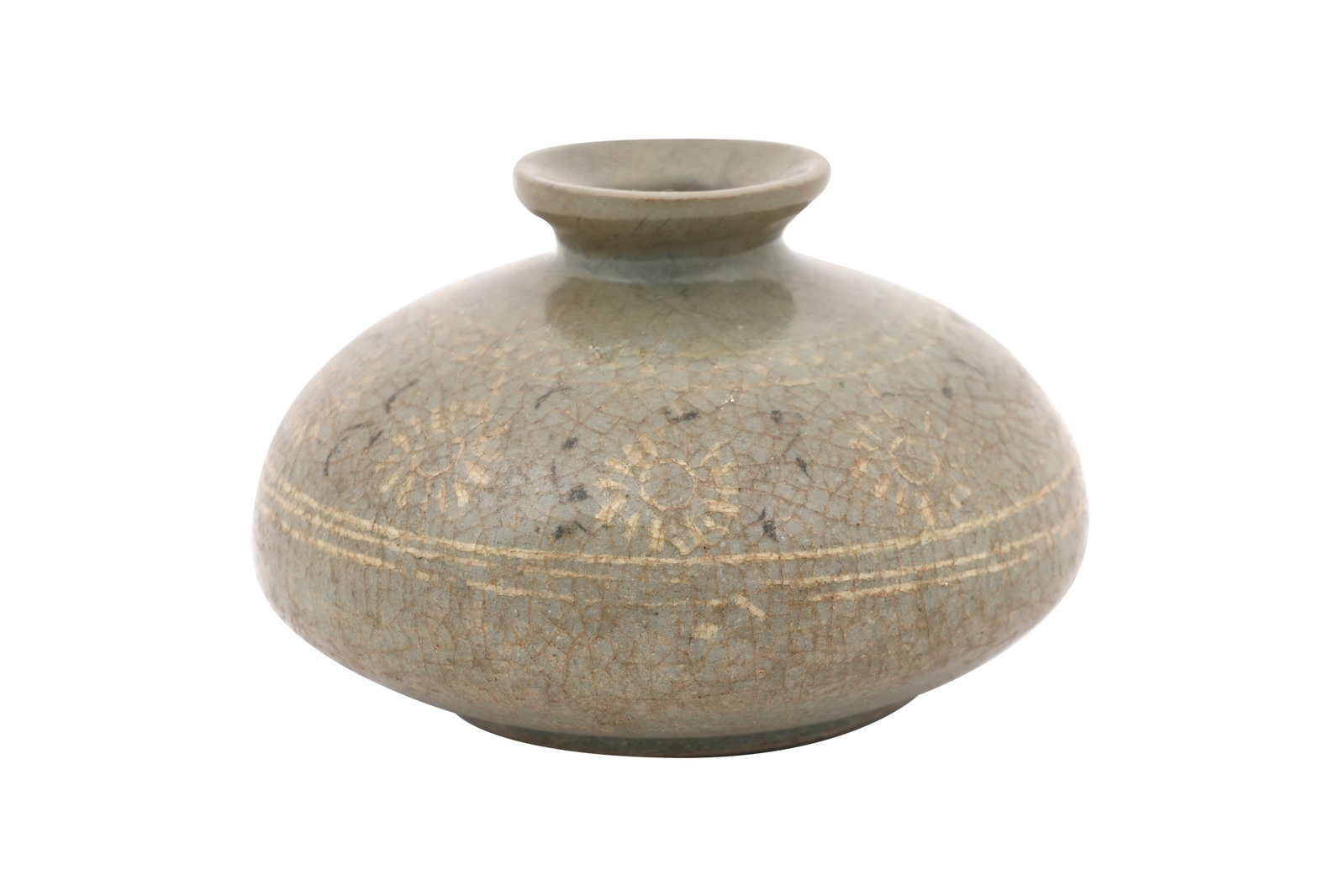 A SMALL KOREAN SANGGAM INLAID CELADON OIL JAR Goryeo dynasty (918 ? 1392) (1 of 6)