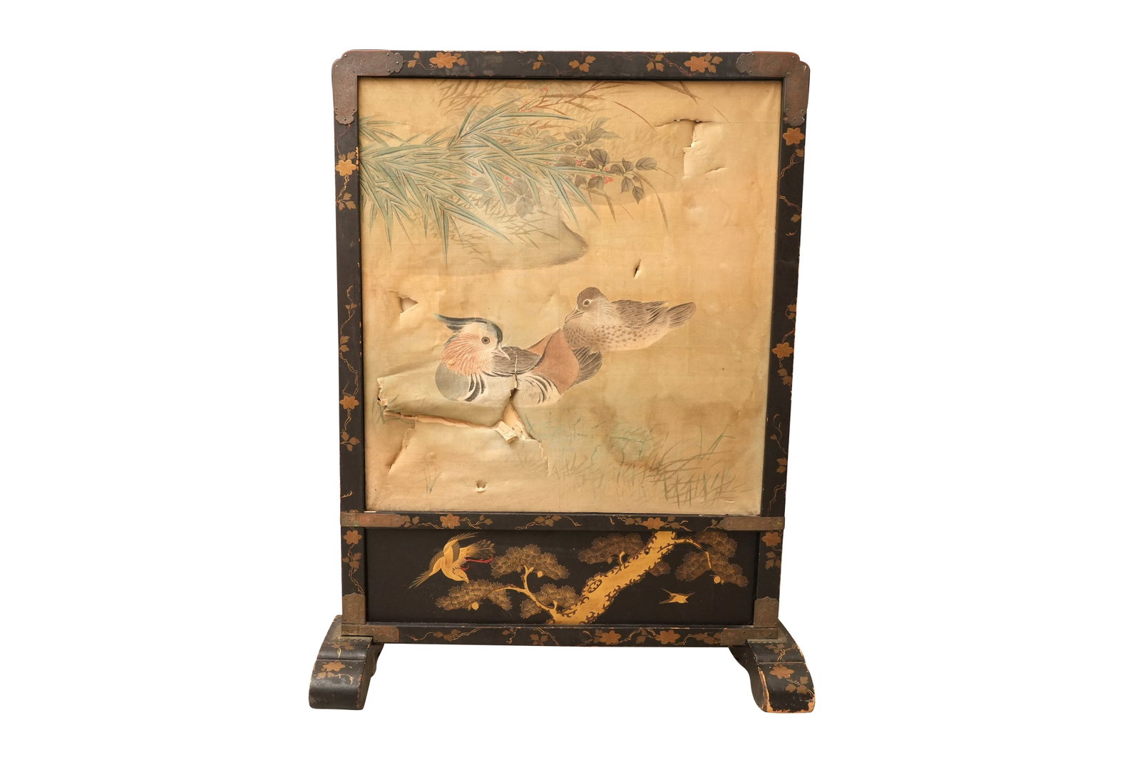 A JAPANESE PAINTED TABLE SCREEN Meiji Period (1 of 4)