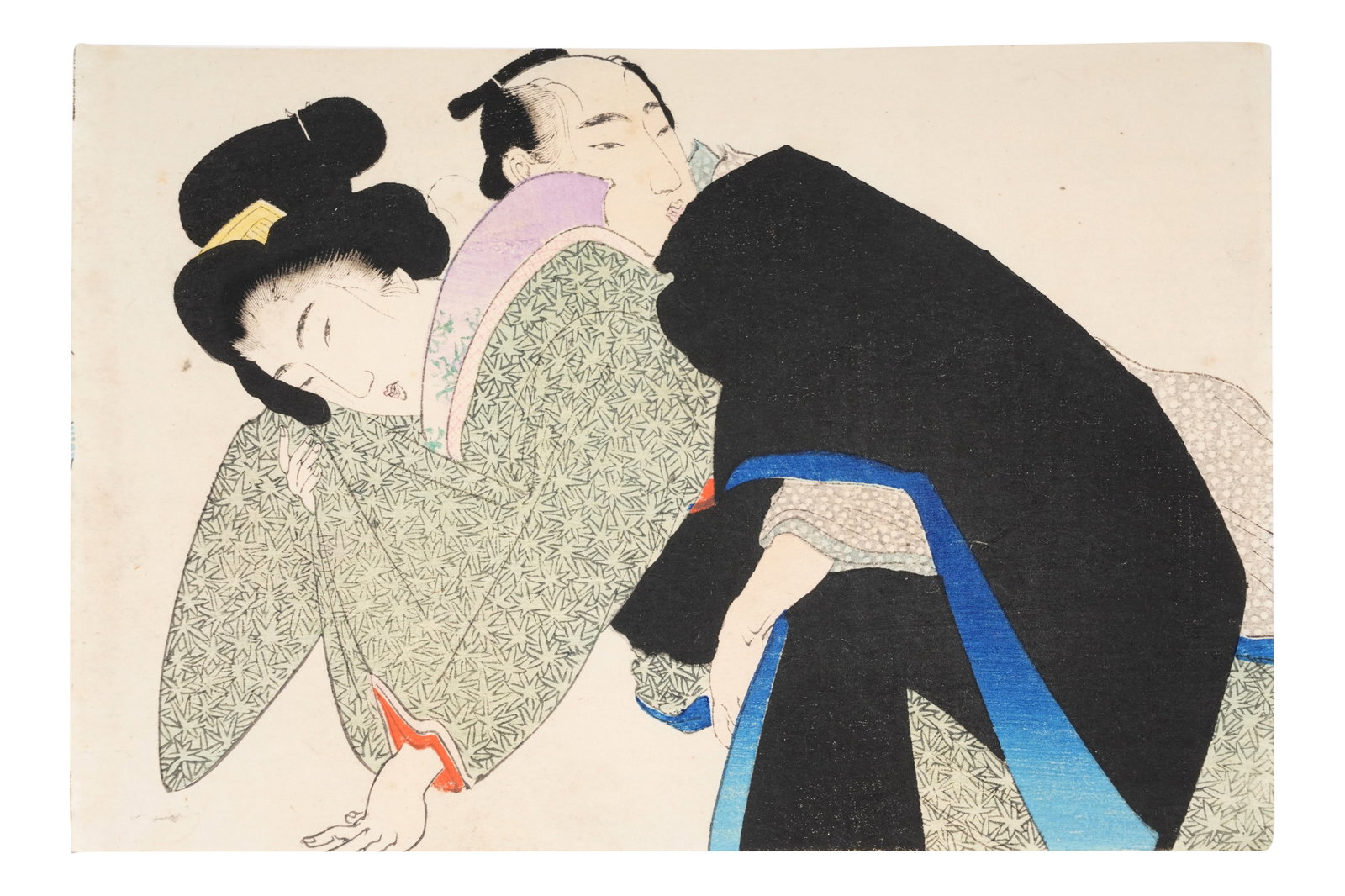 TWO JAPANESE SHUNGA WOODBLOCK PRINTS 19th and 20th century (1 of 6)