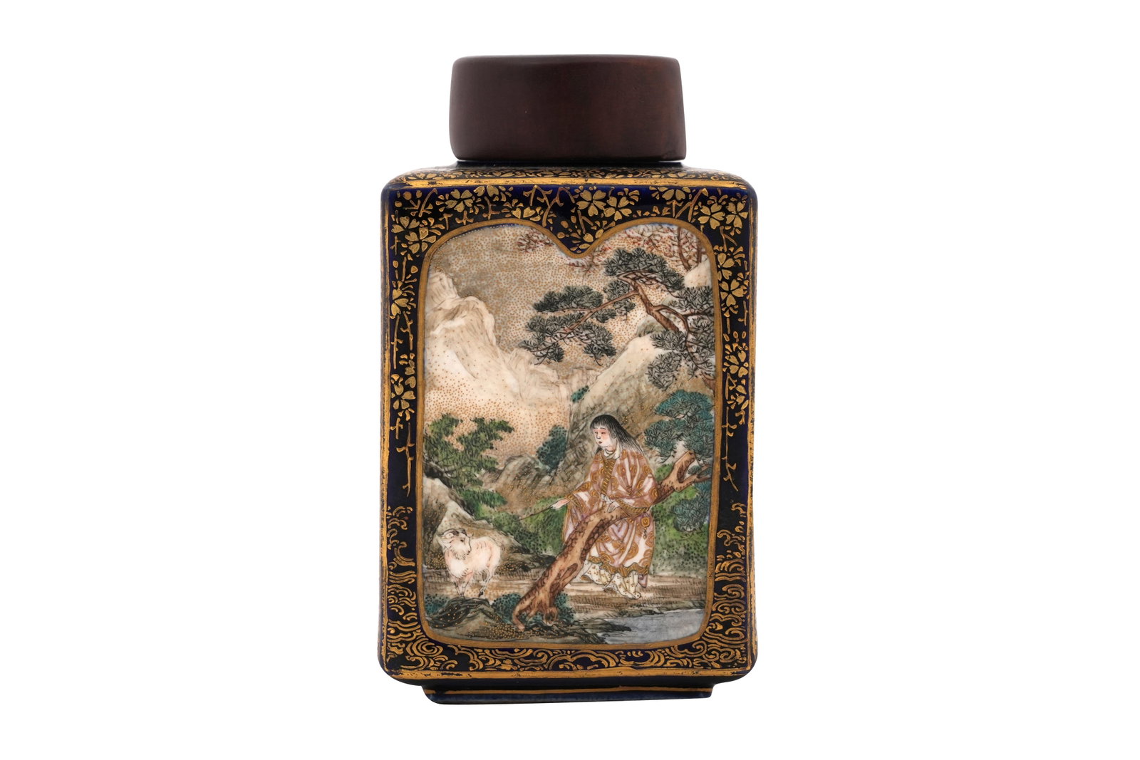 A JAPANESE MINIATURE SATSUMA TEA CADDY, KINKOZAN WORKSHOP Meiji period (1 of 5)