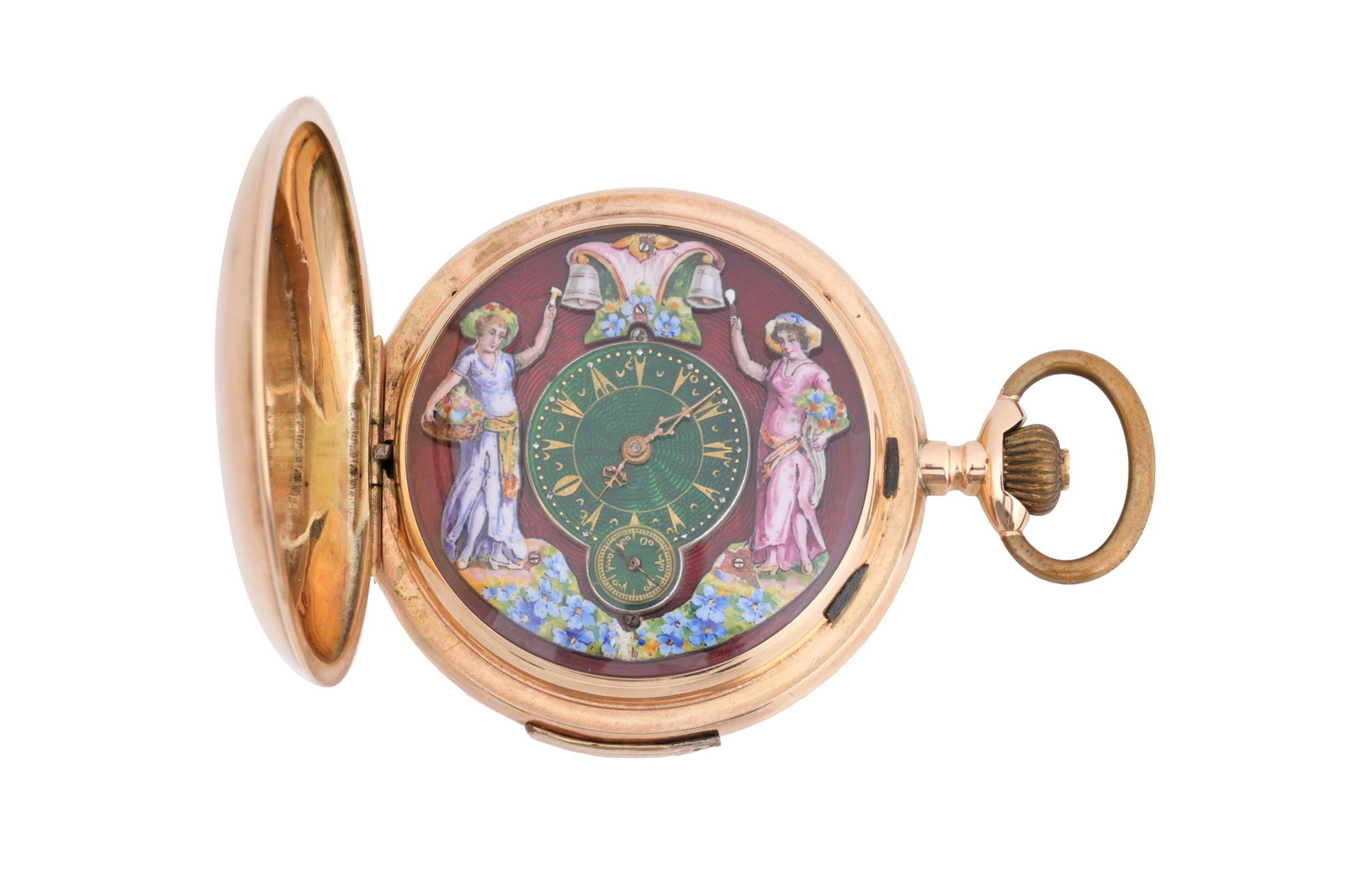 A 14CT GOLD INVICTA JACQUEMART AUTOMATON QUARTER REPEATING FULL HUNTER POCKET WATCH c.1900 (1 of 7)