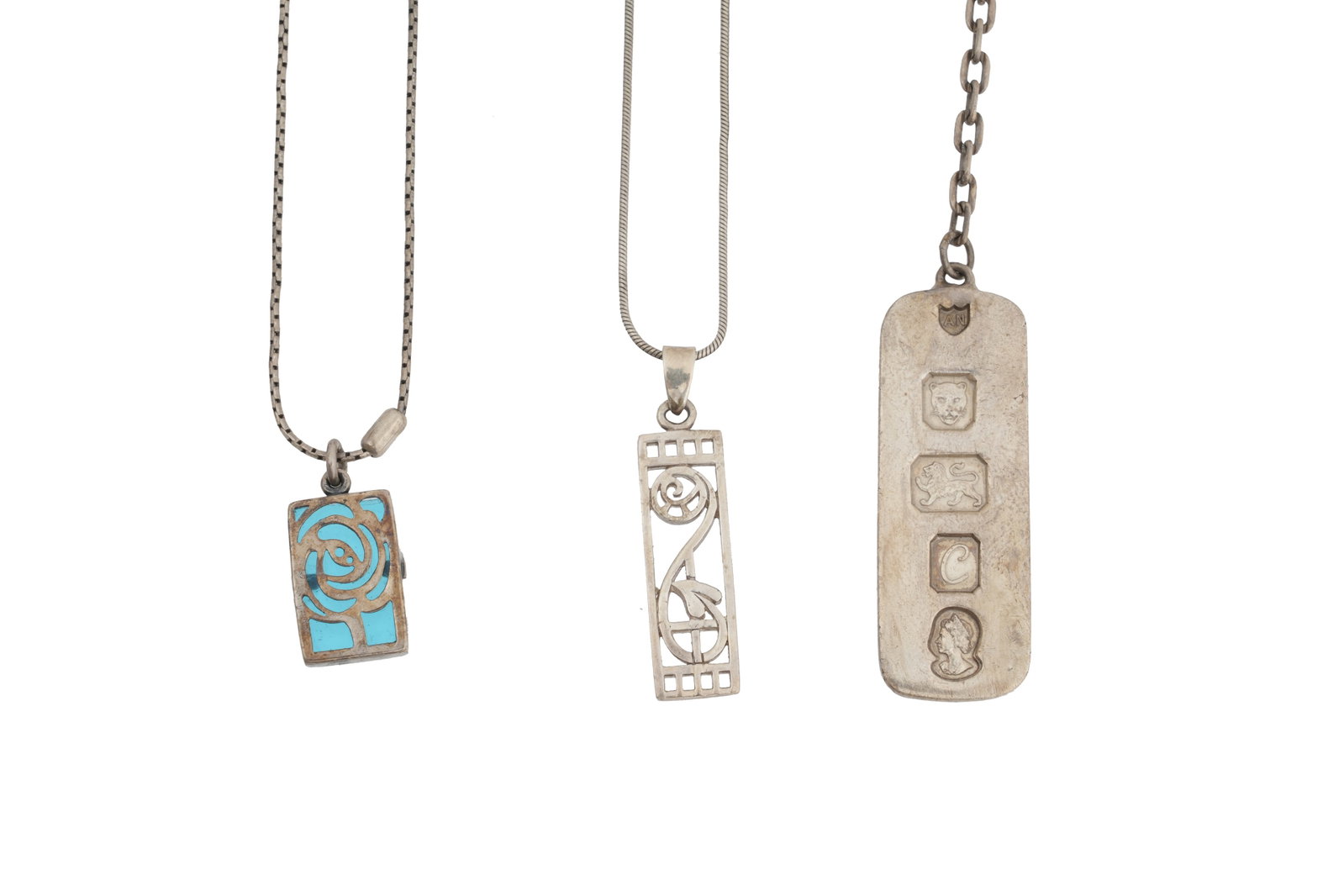 TWO SILVER NECKLACES AND A SILVER KEYCHAIN (1 of 3)