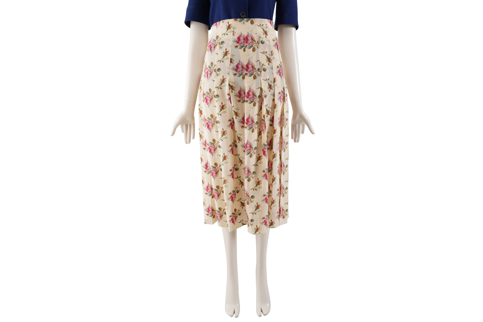 A GUCCI FLORAL SILK PLEATED SKIRT WITH TAGS Made in Italy, Alessandro Michele era, size IT 38 / UK (1 of 9)