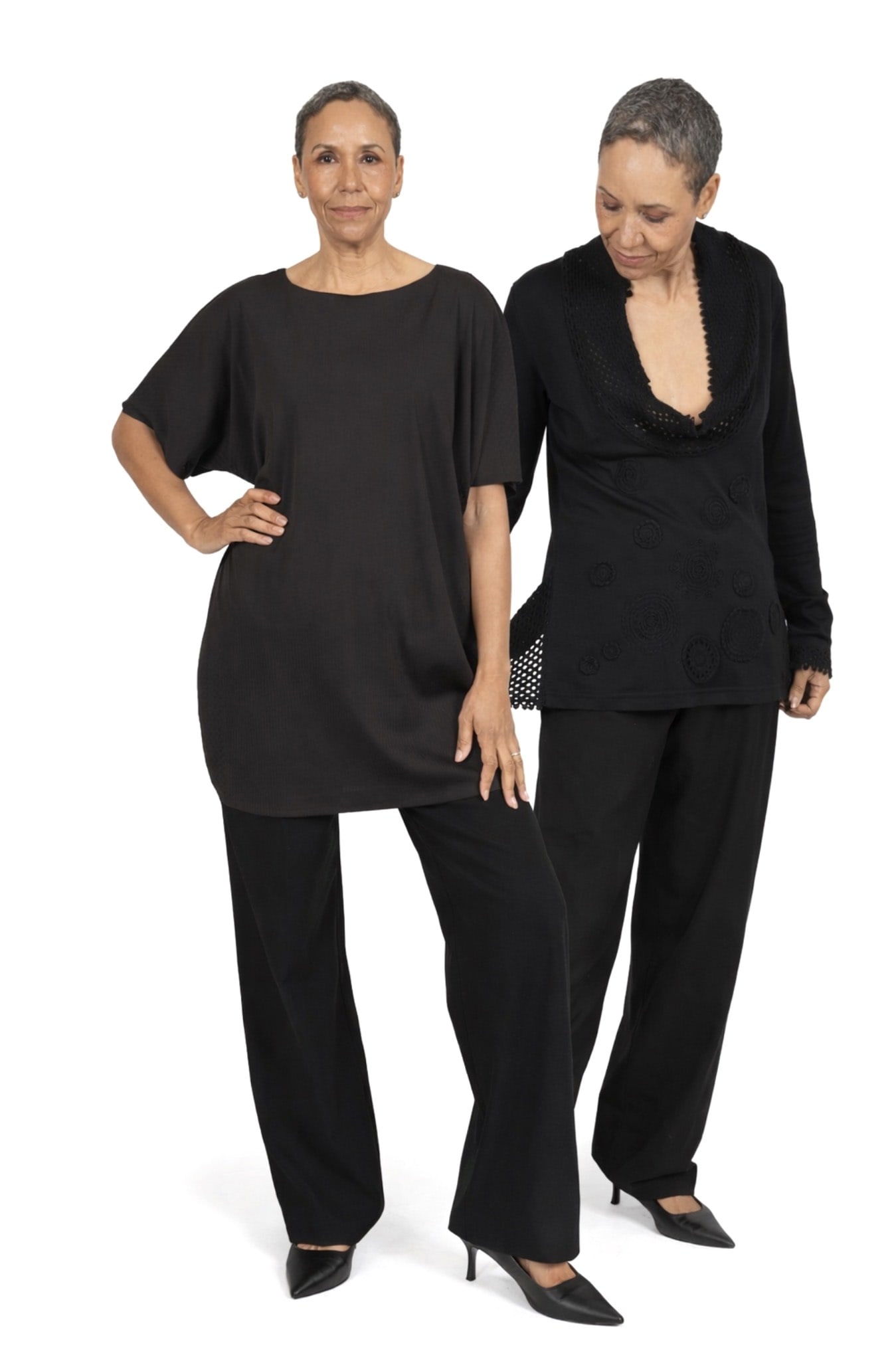 A PAIR OF ISSEY MIYAKE 'PLEATS PLEASE' BLACK TUNIC AND 'HAAT' BROWN TUNIC Japan, late 1990s, sizes: A PAIR OF ISSEY MIYAKE 'PLEATS PLEASE' BLACK TUNIC AND HAAT BROWN TUNIC Japan, late 1990s, sizes 2 and 3 (medium) A pair of garments by the influential Japanese designer Issey Miyake, comprising a P