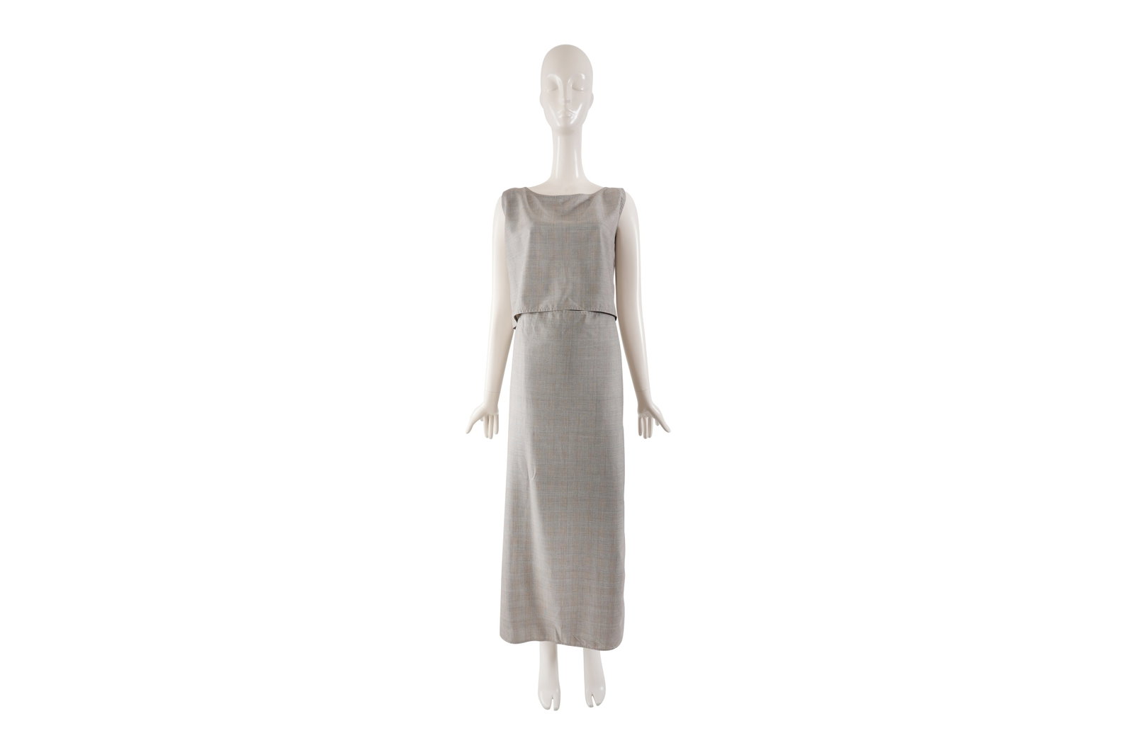 A ZORAN WOOL AND SILK TWO-PIECE SLEEVELESS ENSEMBLE Contemporary. Size UK 12 EU 38-40 (1 of 5)