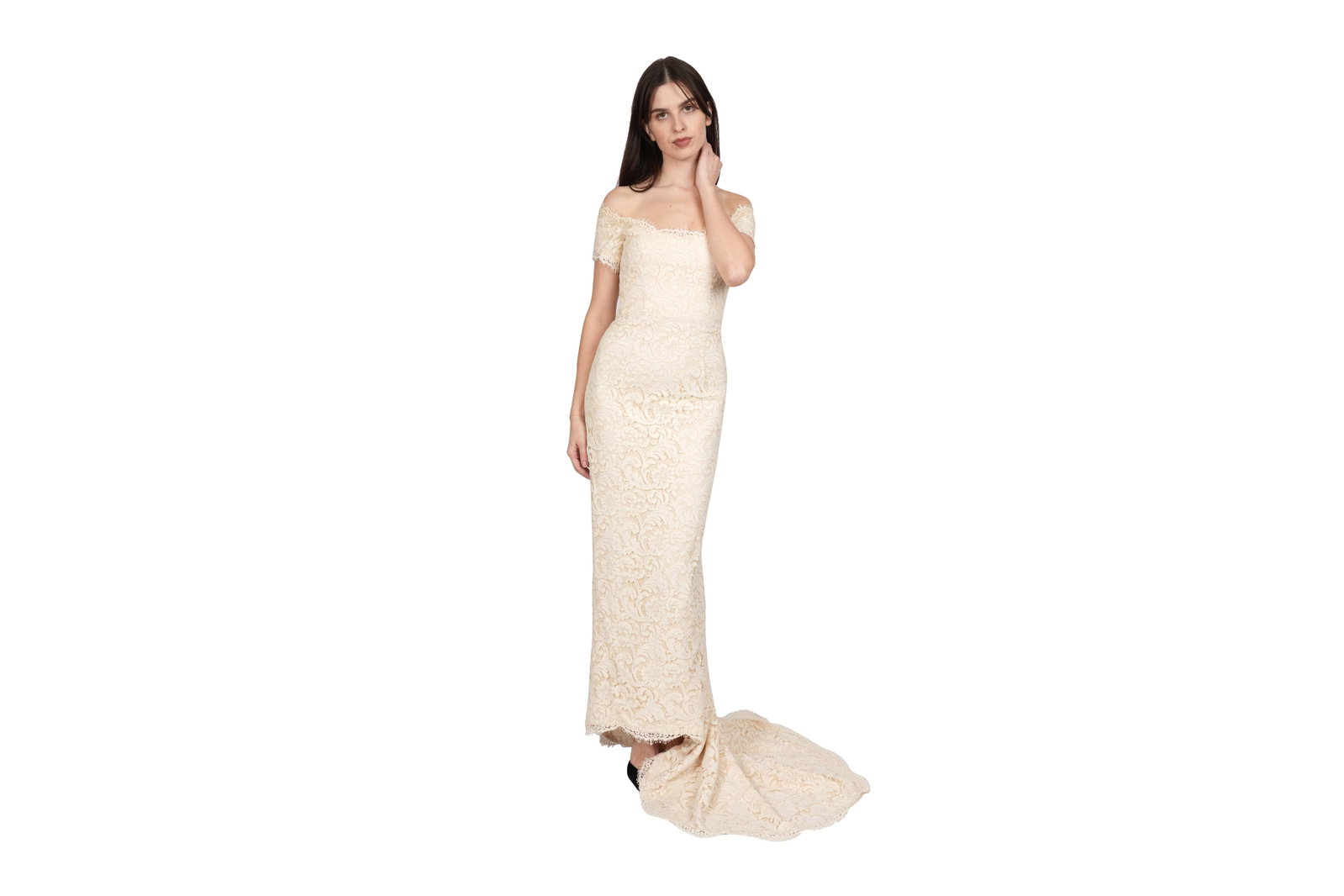 A CATHERINE WALKER - THE CHELSEA DESIGN CO. IVORY SILK AND LACE WEDDING GOWN London, England, (1 of 6)
