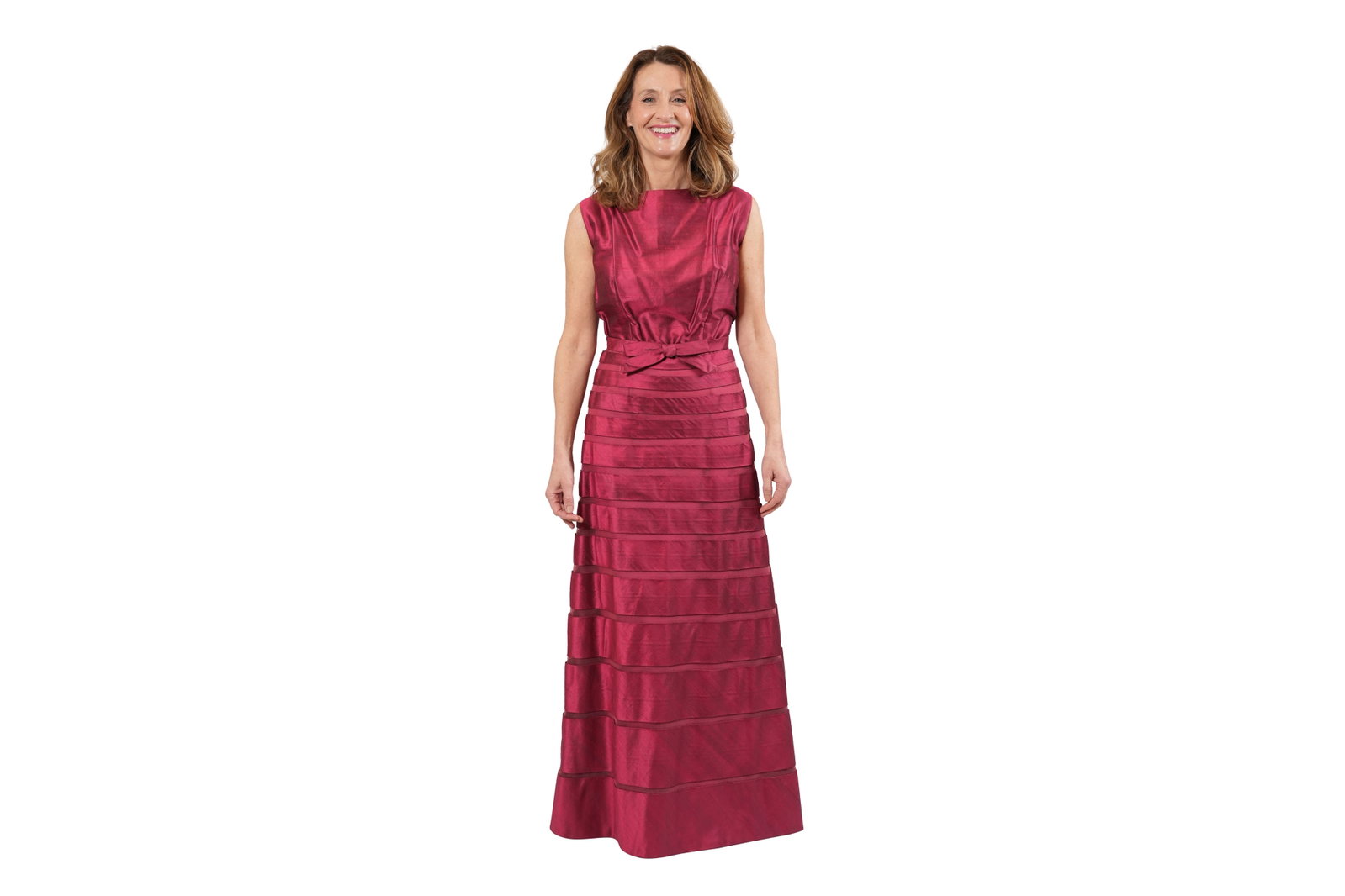 A MISS WORTH VINTAGE COUTURE FUCHSIA SILK EVENING DRESS England, late 1950s-early 1960s, size UK 10- (1 of 6)