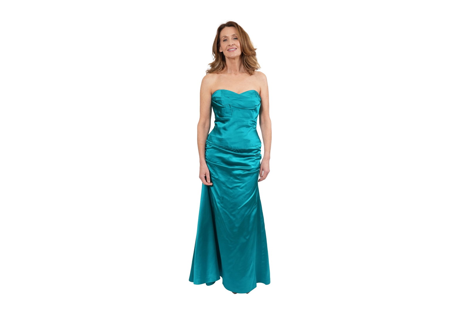 A VICKY TIEL COUTURE TURQUOISE SATIN EVENING DRESS, BERGDORF GOODMAN New York, USA, c.1998-2005, (1 of 9)