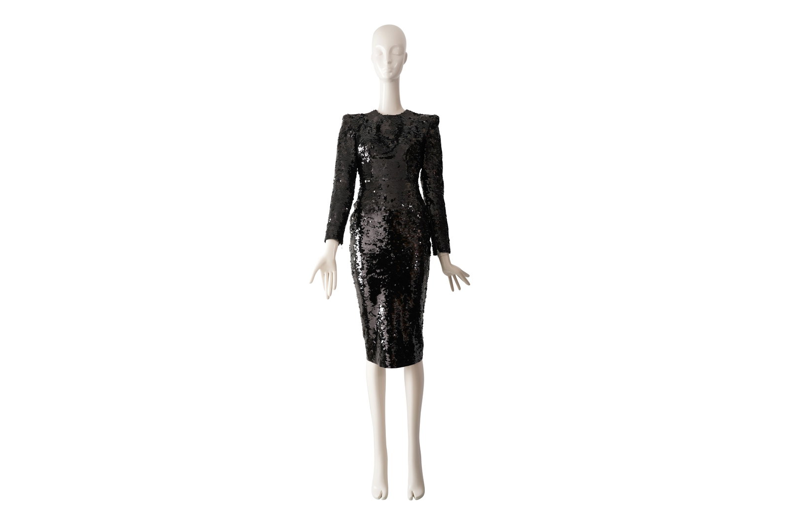 AN ALEX PERRY BLACK SEQUIN EMBELLISHED EVENING DRESS Designed in Australia, made in China,: AN ALEX PERRY BLACK SEQUIN EMBELLISHED EVENING DRESS Designed in Australia, made in China, Australian size 6 / UK 6-8 / EU 34-36 A striking black evening dress by Alex Perr