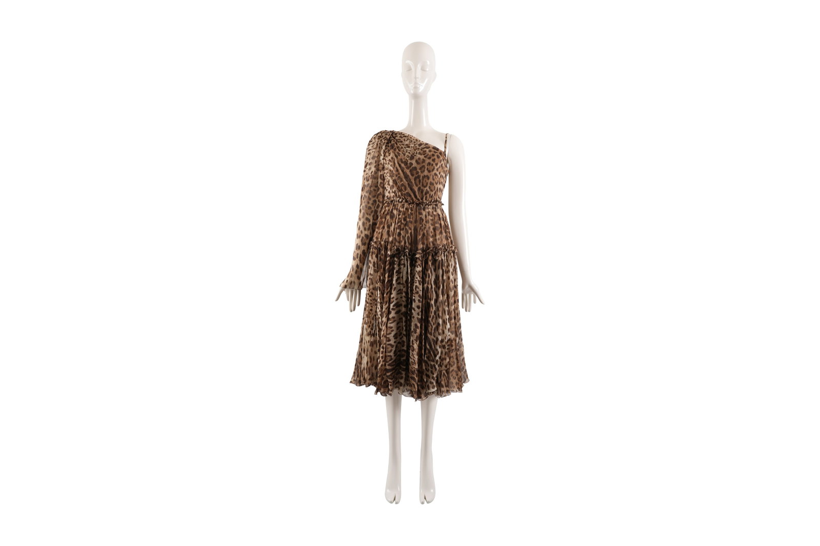 A DOLCE & GABBANA LEOPARD PRINT SILK ONE-SHOULDER DRESS Made in Italy, size IT 40 / EU 36 / UK 8 (1 of 10)