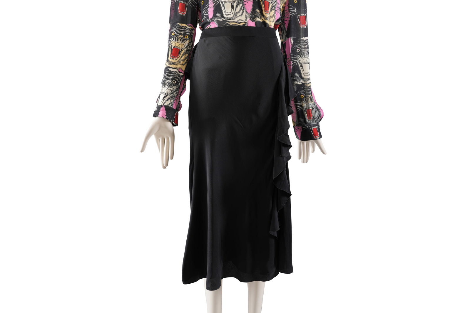 AN ALEXANDER MCQUEEN BLACK RUFFLE-FRONT EVENING SKIRT Made in Italy, c.2008–2012, size IT 42 / UK (1 of 9)