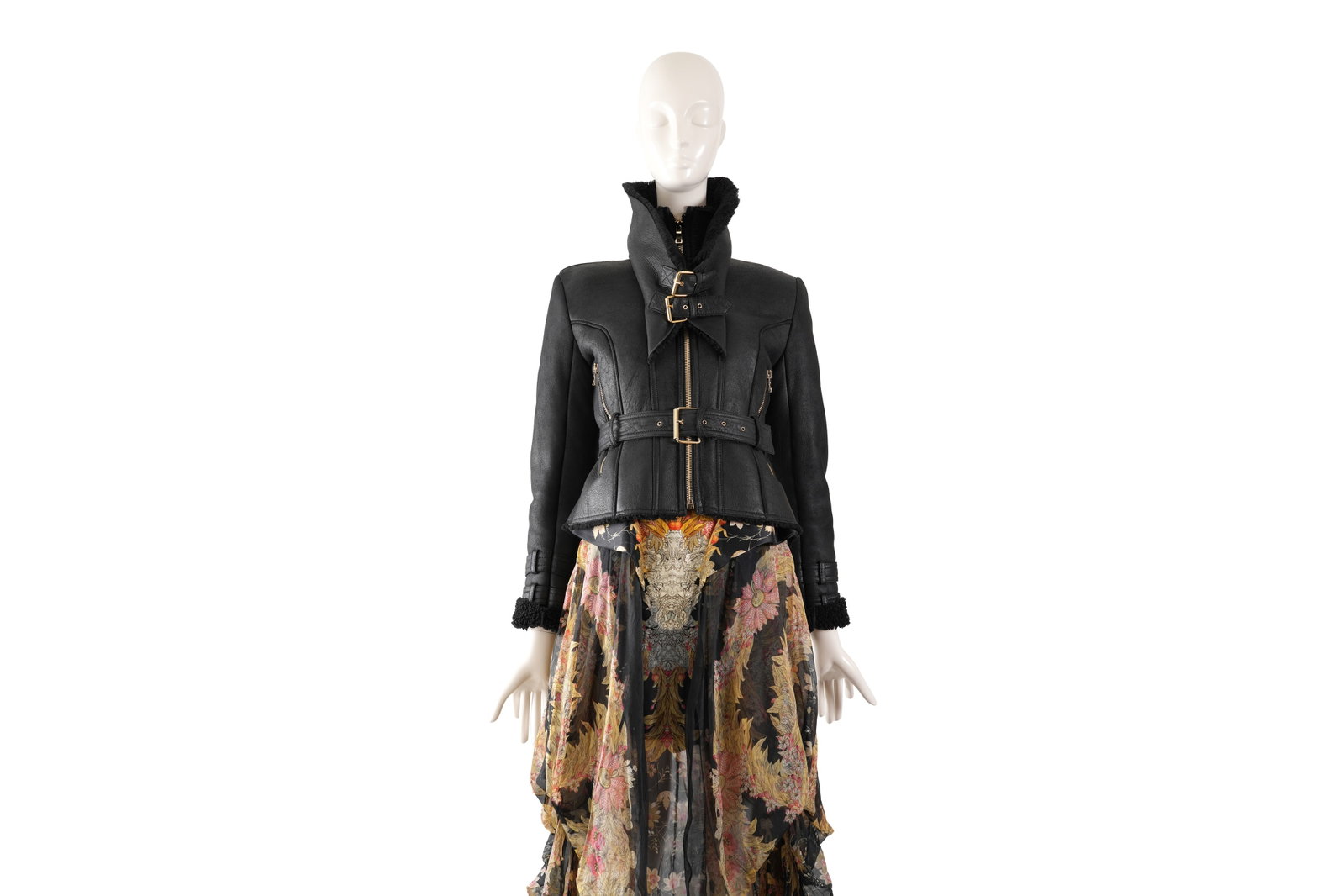 A BALMAIN PARIS BLACK SHEARLING AVIATOR JACKET Designed in France, made in Turkey, size EU 36 / UK: A BALMAIN PARIS BLACK SHEARLING AVIATOR JACKET Designed in France, made in Turkey, size EU 36 / UK 8 A luxurious Balmain Paris aviator jacket crafted from very soft black