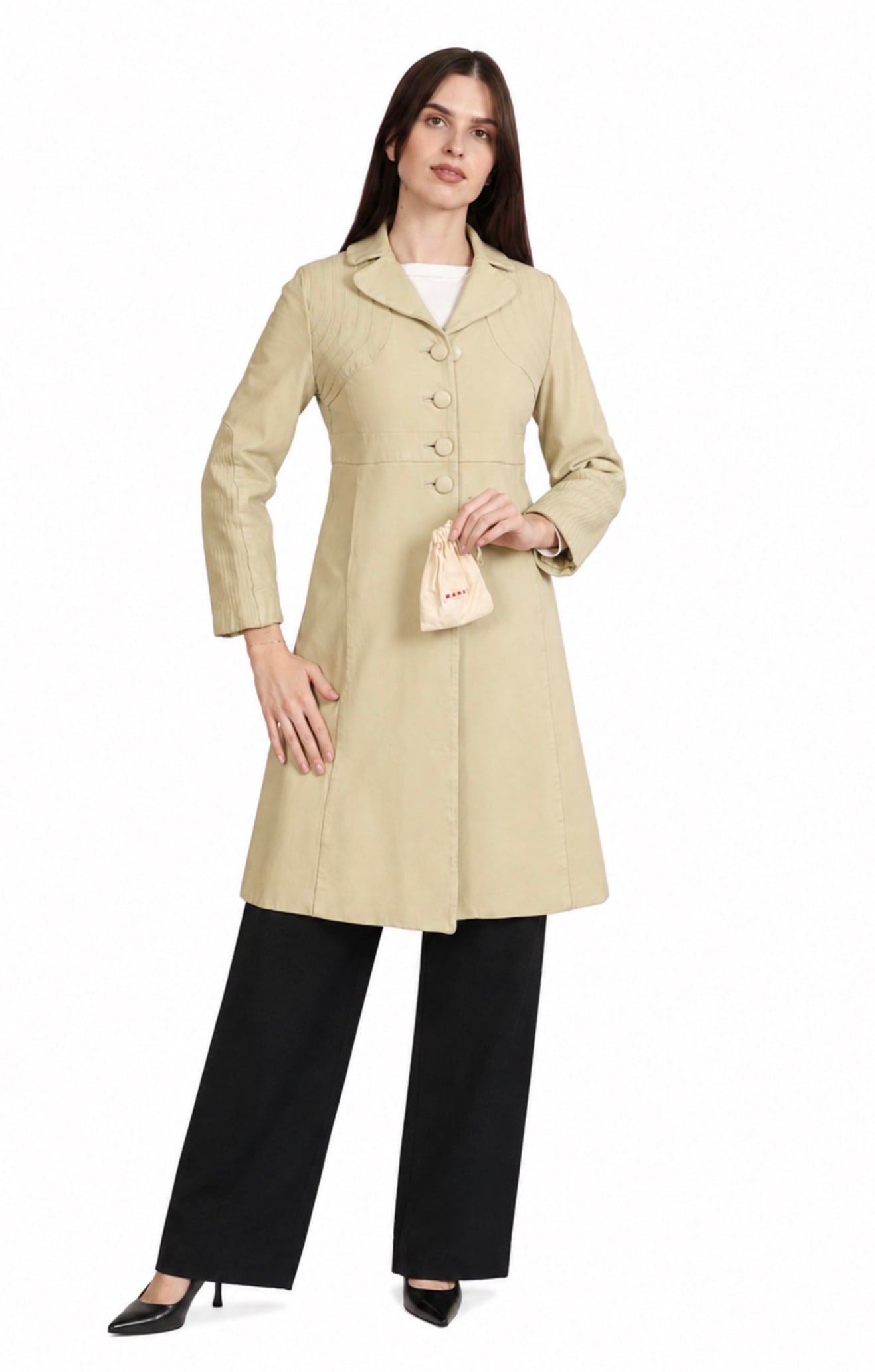 A MARNI PISTACHIO COLOURED LEATHER COAT Made in Italy, late 1990s, size EU 38 / UK 10 (1 of 9)