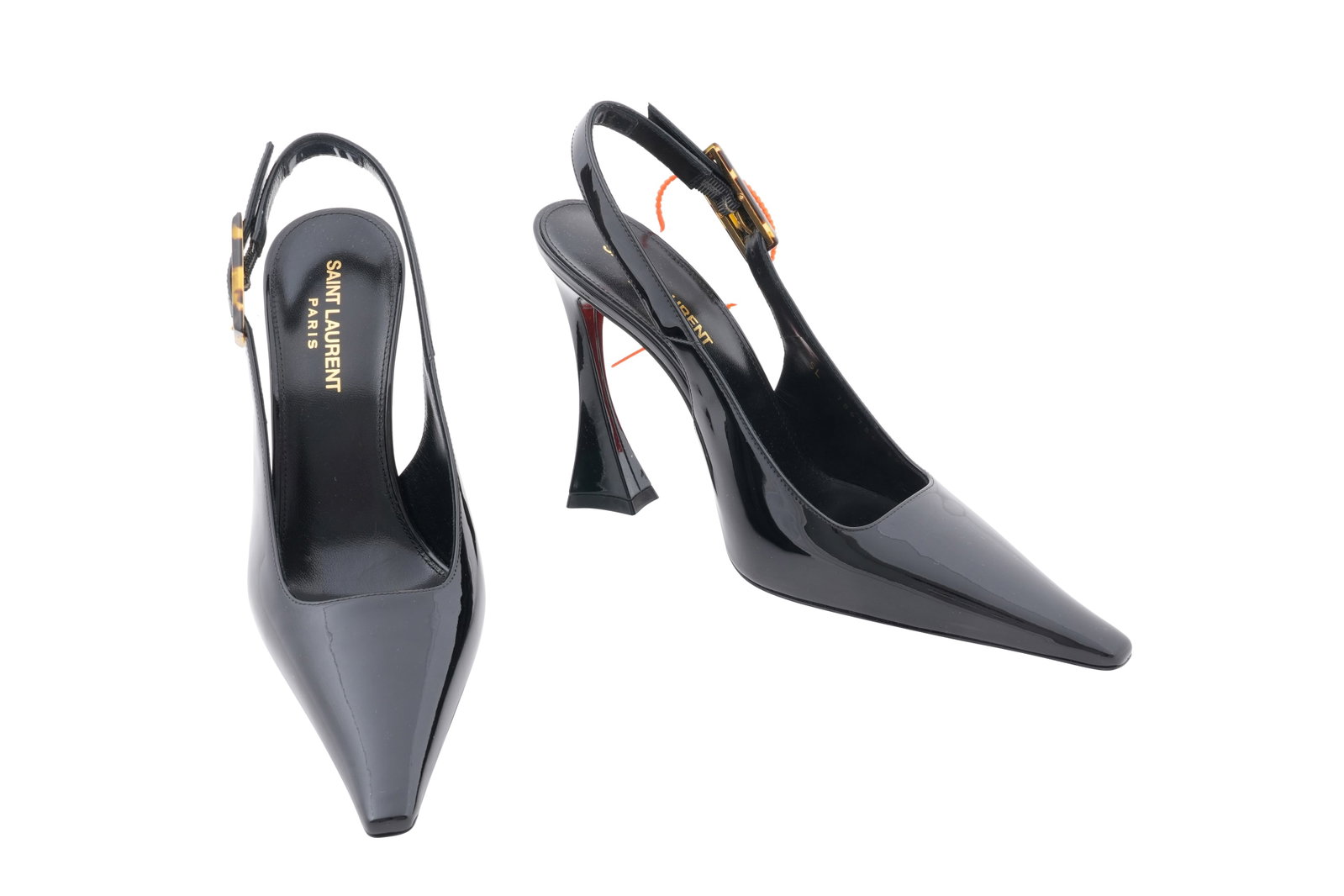 A PAIR OF SAINT LAURENT ‘DUNE’ PATENT LEATHER SLINGBACK PUMPS Made in Italy, size EU 39 / UK (1 of 11)