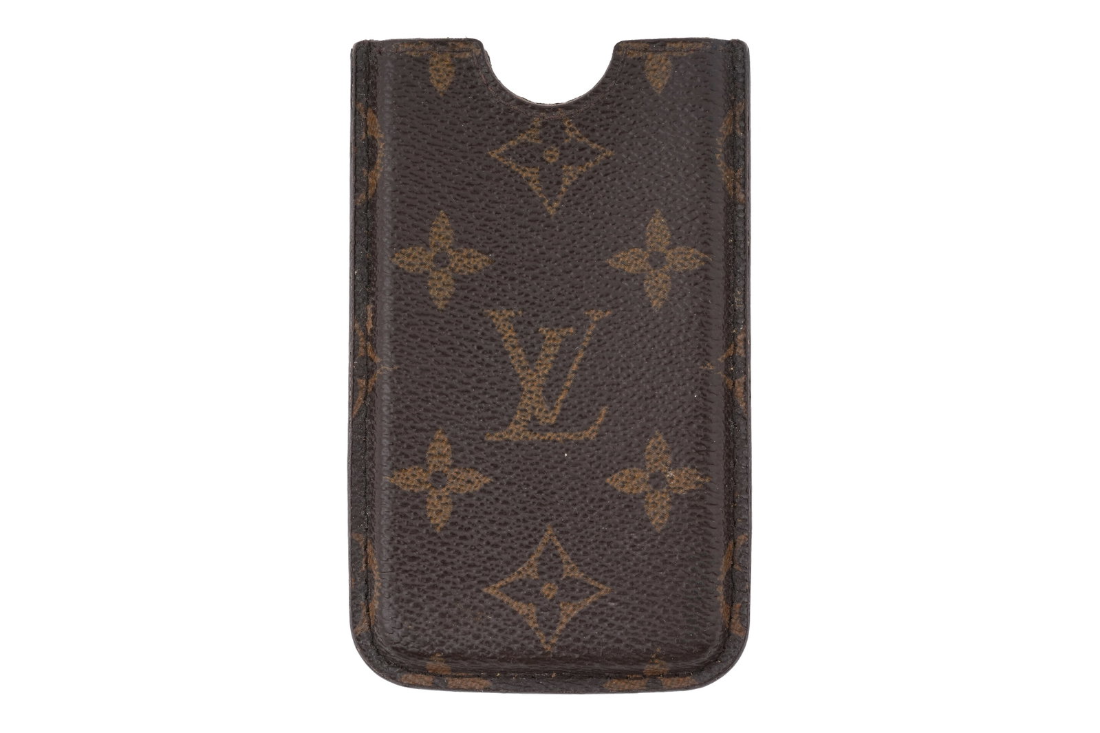 A LOUIS VUITTON MONOGRAM CANVAS PHONE SLEEVE WITH NATURAL LEATHER LINING Made in France, early: A LOUIS VUITTON MONOGRAM CANVAS PHONE SLEEVE WITH NATURAL LEATHER LINING Made in France, early 2000s A compact and practical accessory from Louis Vuitton, crafted in the house’s iconic monogram coat