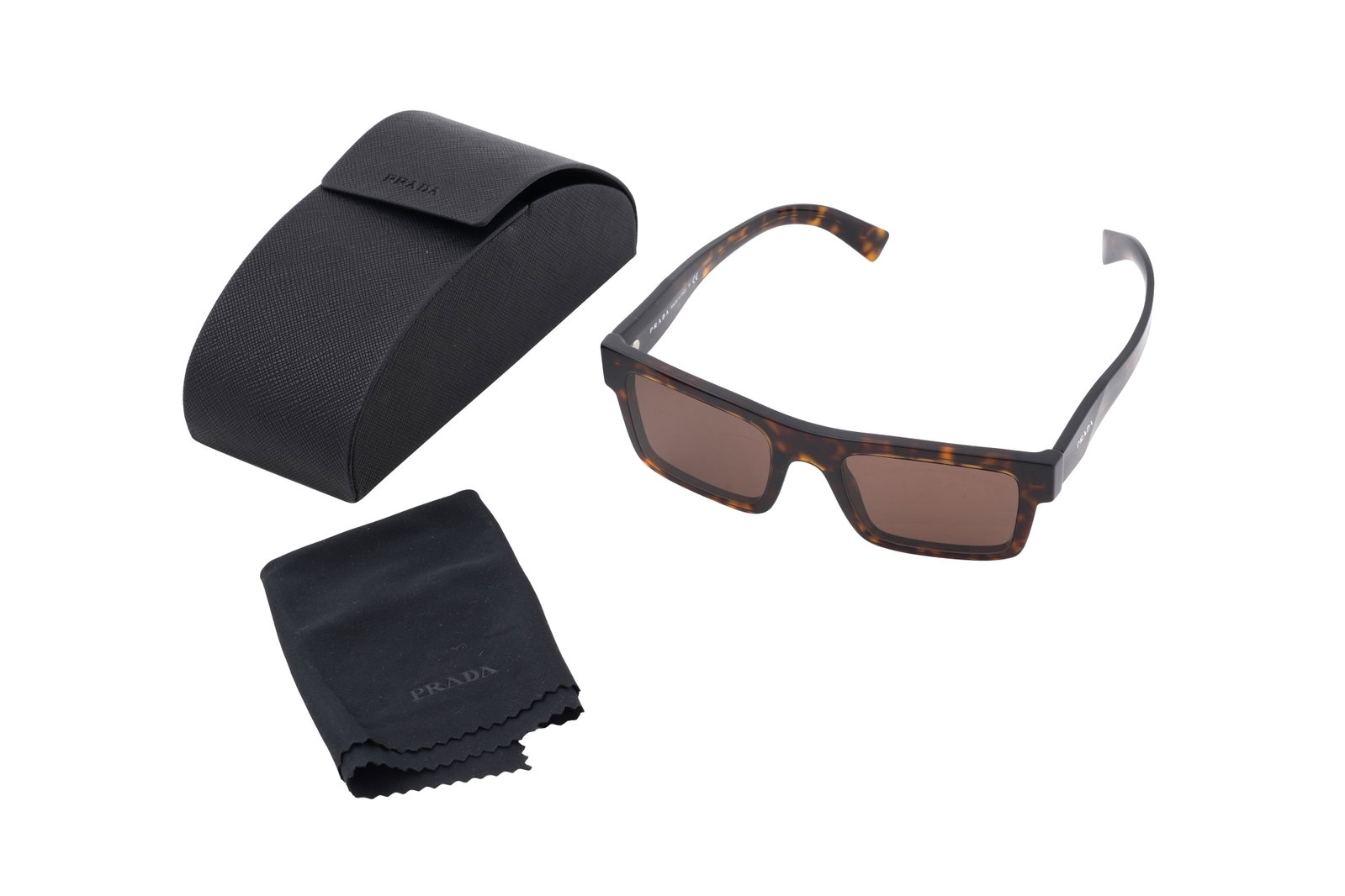 A PAIR OF PRADA TORTOISESHELL-STYLE RECTANGULAR SUNGLASSES Made in Italy, c.2019 (1 of 9)