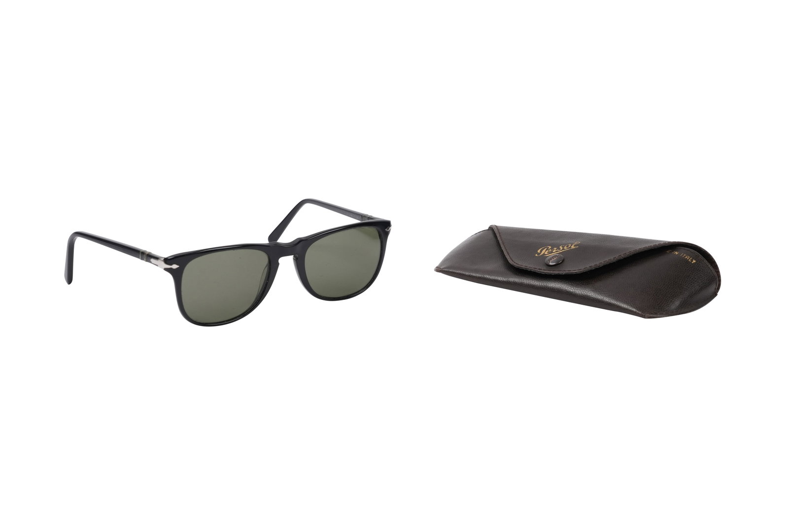 A PAIR OF PERSOL MODEL 200 BLACK ACETATE SUNGLASSES Made in Italy, c.1980s-90s (1 of 5)